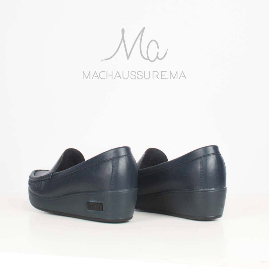 Bahia - Mocassins compensés femme en bleu.