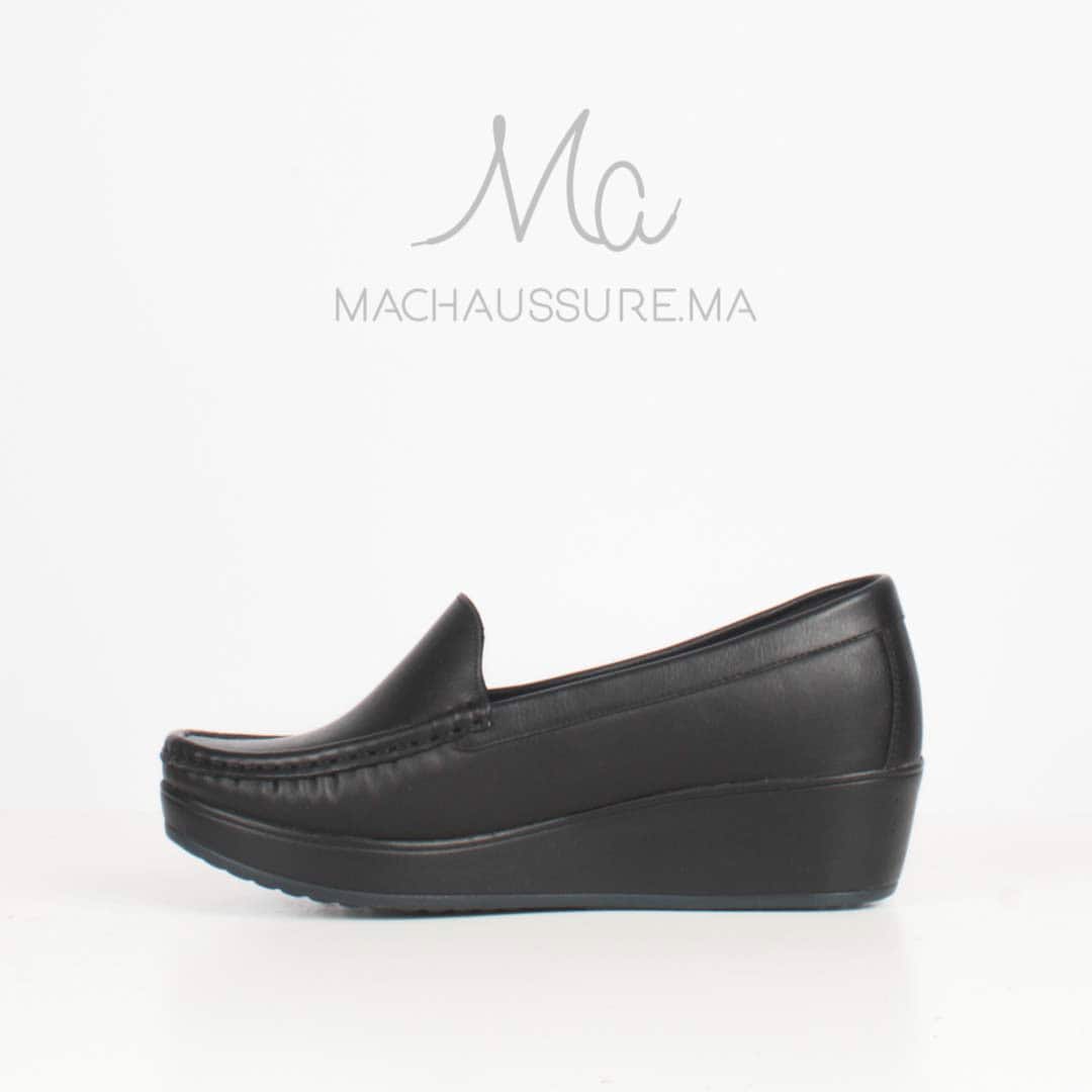 Bahia - Mocassins compensés femme en Noir.