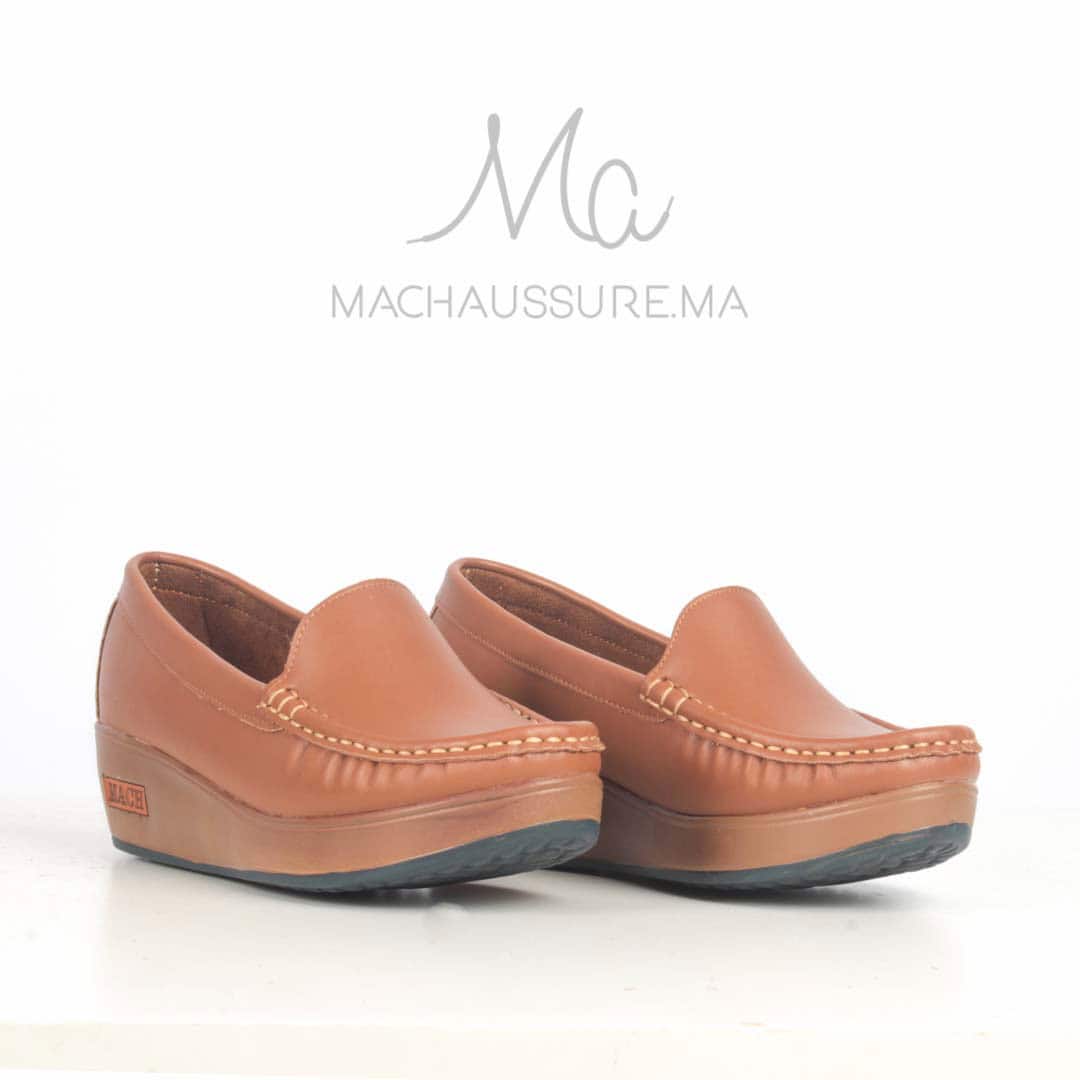 Bahia - Mocassins compensés femme en Tabac.