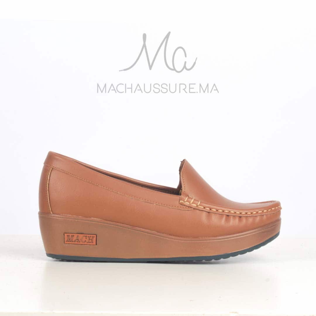 Bahia - Mocassins compensés femme en Tabac.