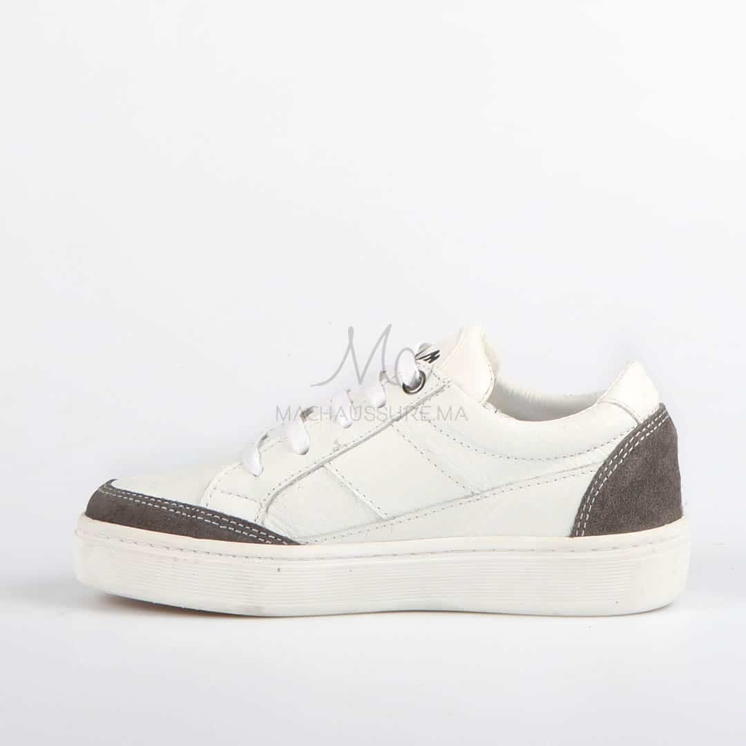 OLIVER - Baskets Enfants100% Cuir - Blanc.