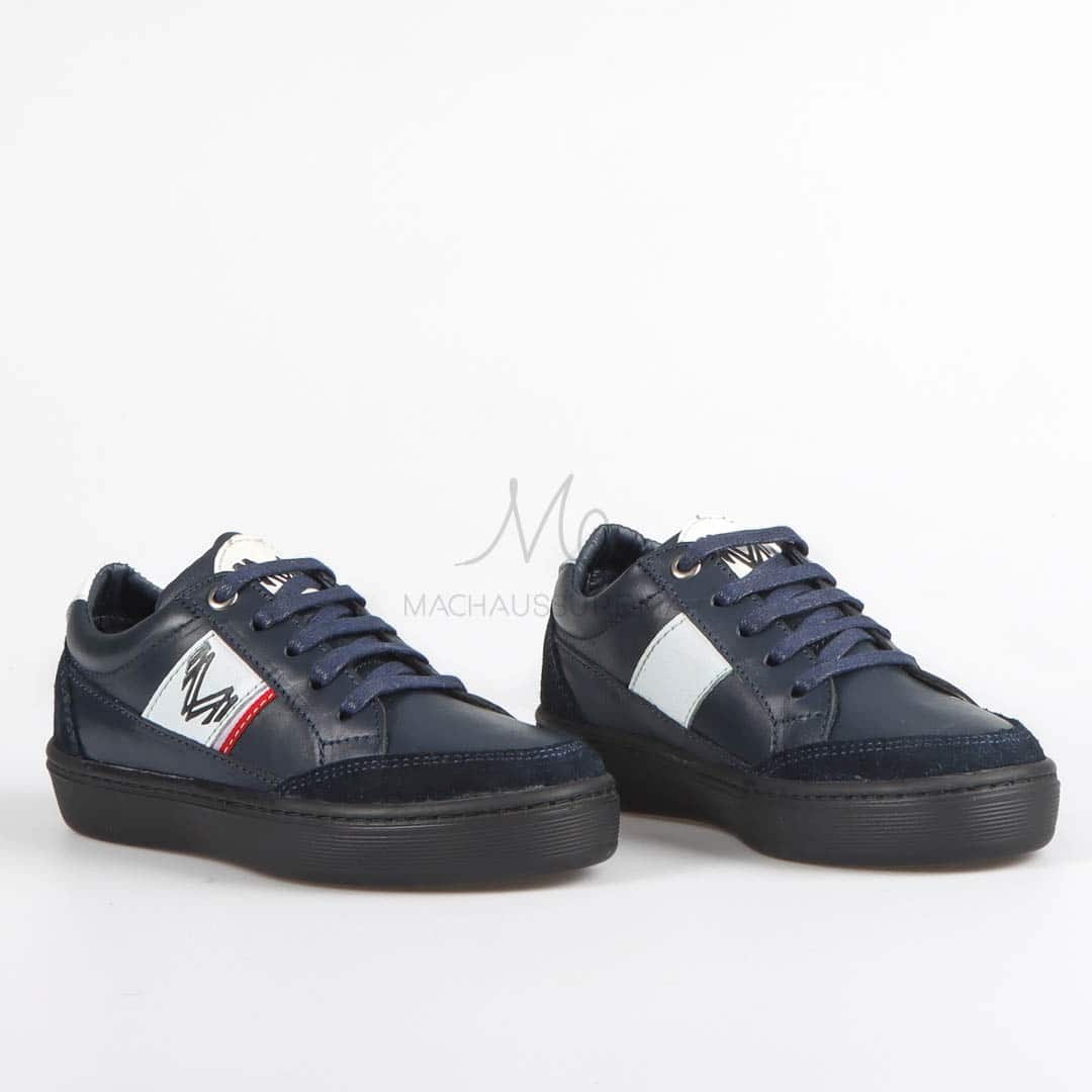OLIVER - Baskets Enfants100% Cuir - Bleu.