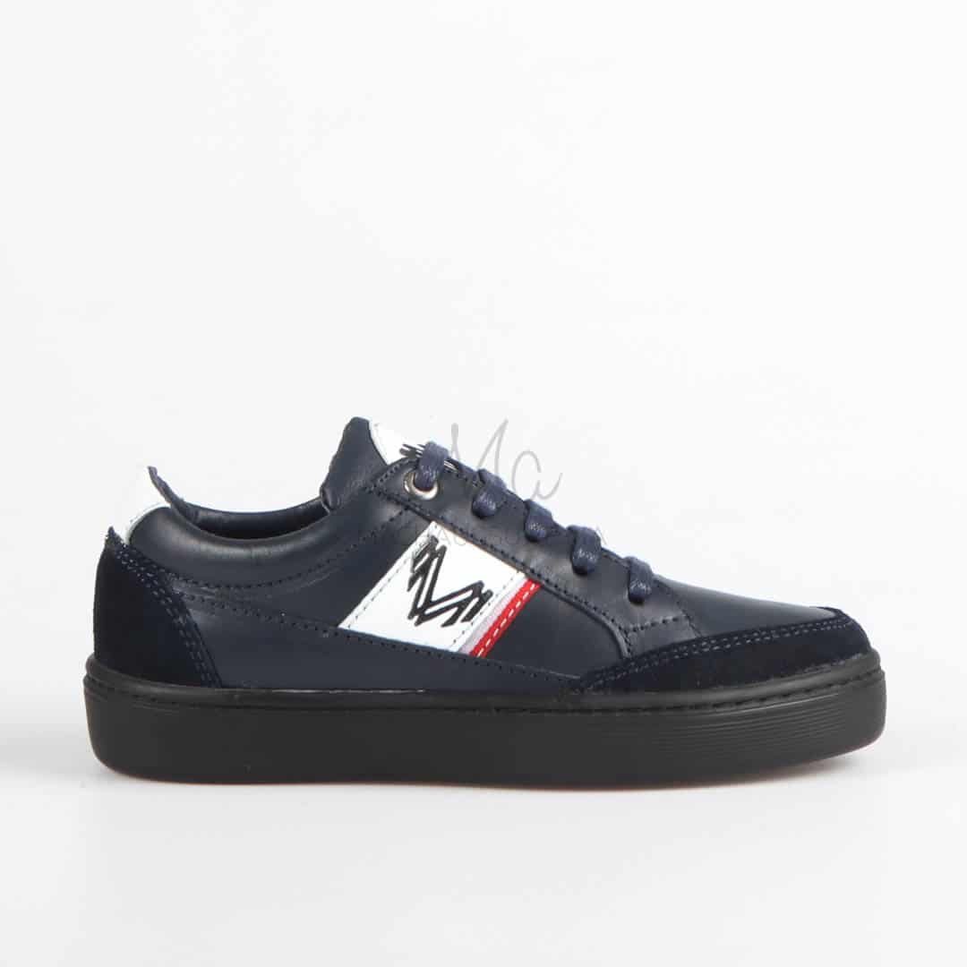 OLIVER - Baskets Enfants100% Cuir - Bleu.