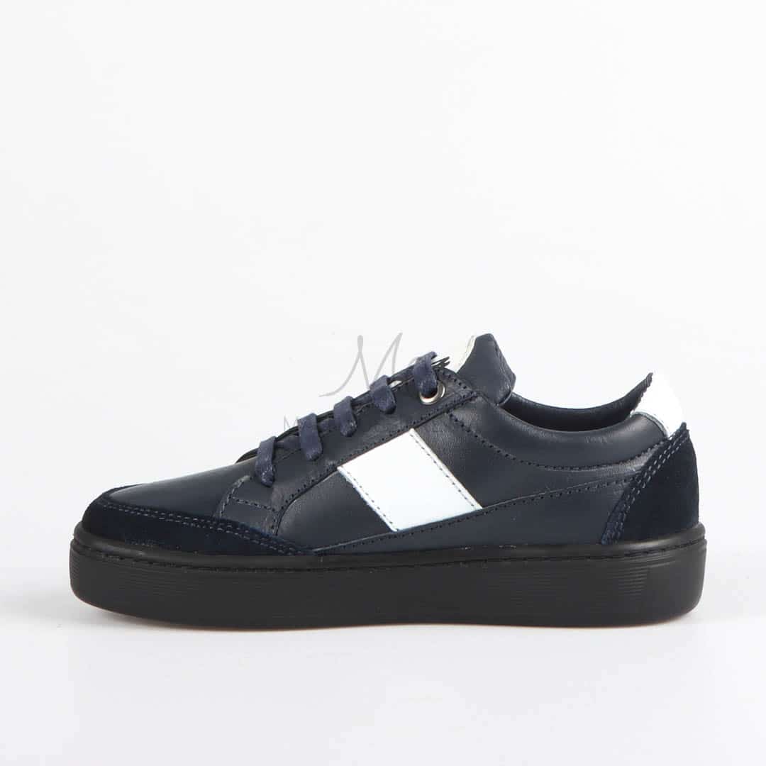 OLIVER - Baskets Enfants100% Cuir - Bleu.