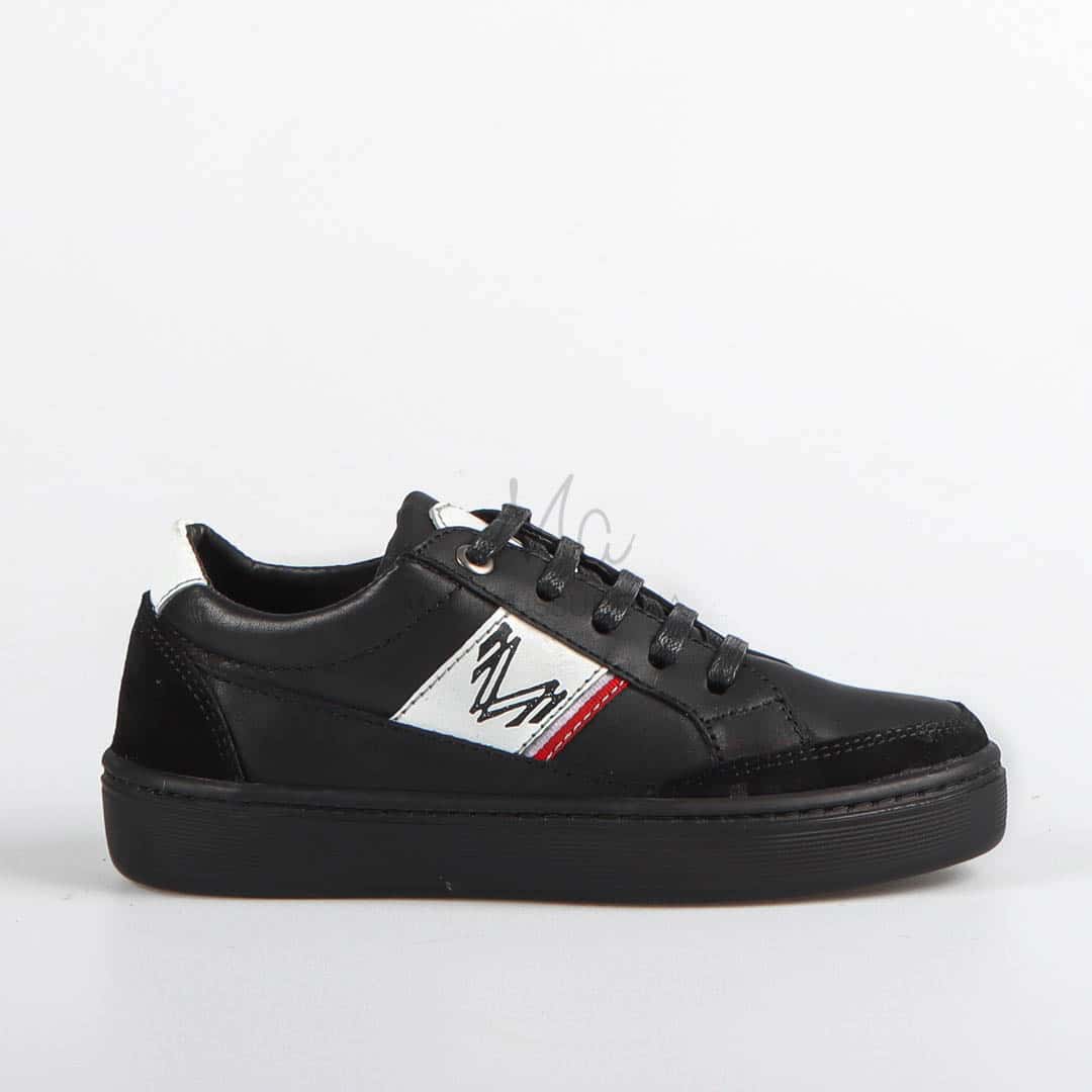 OLIVER - Baskets Enfants100% Cuir - Noir.