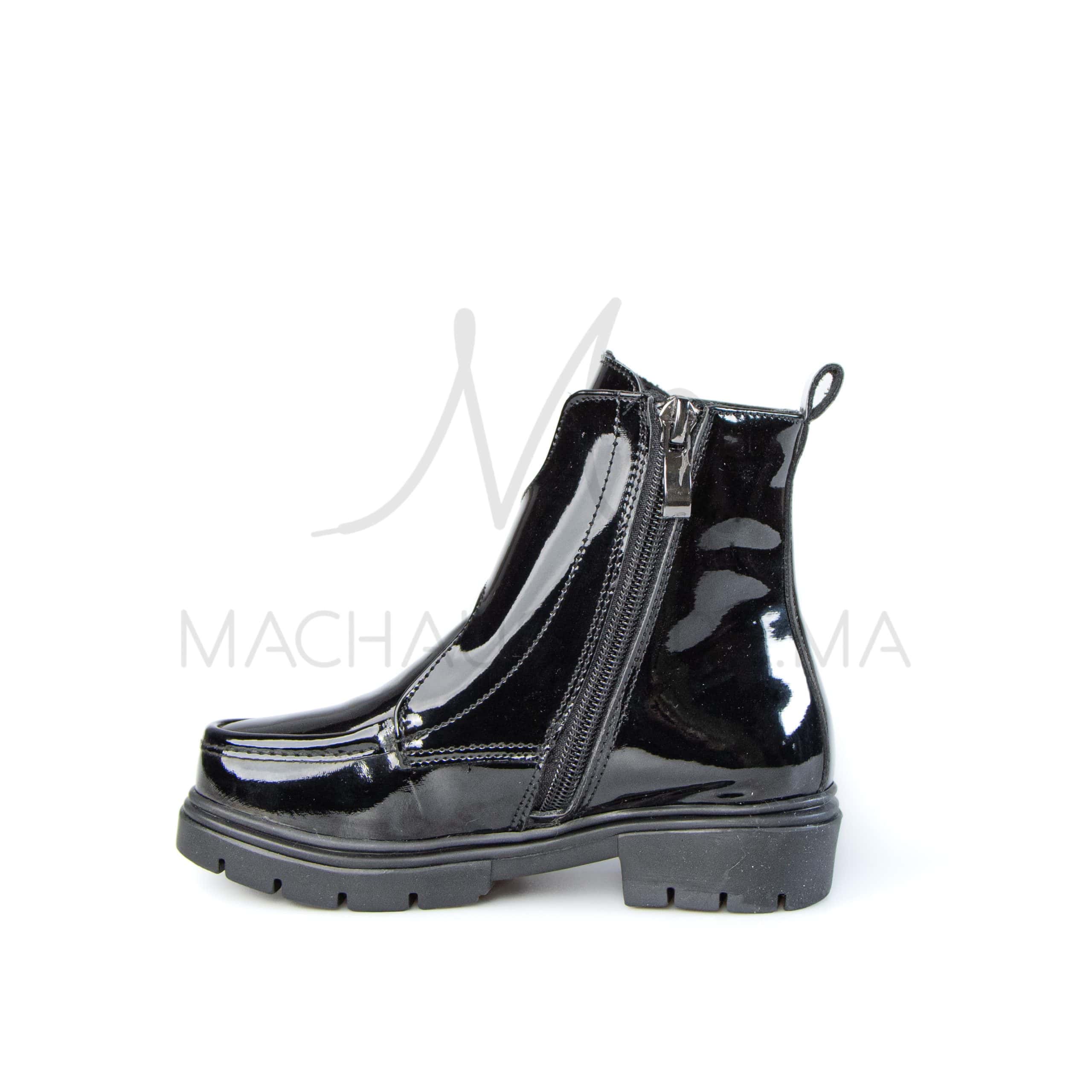 ZENIA – Bottines fille en Vernis Noir.