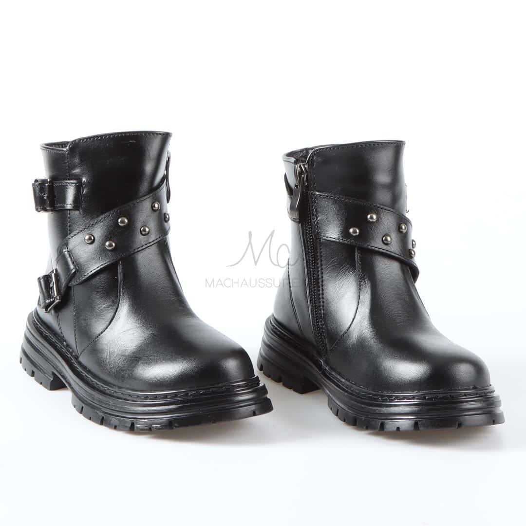 KELLI - Bottines Fille en Noir.