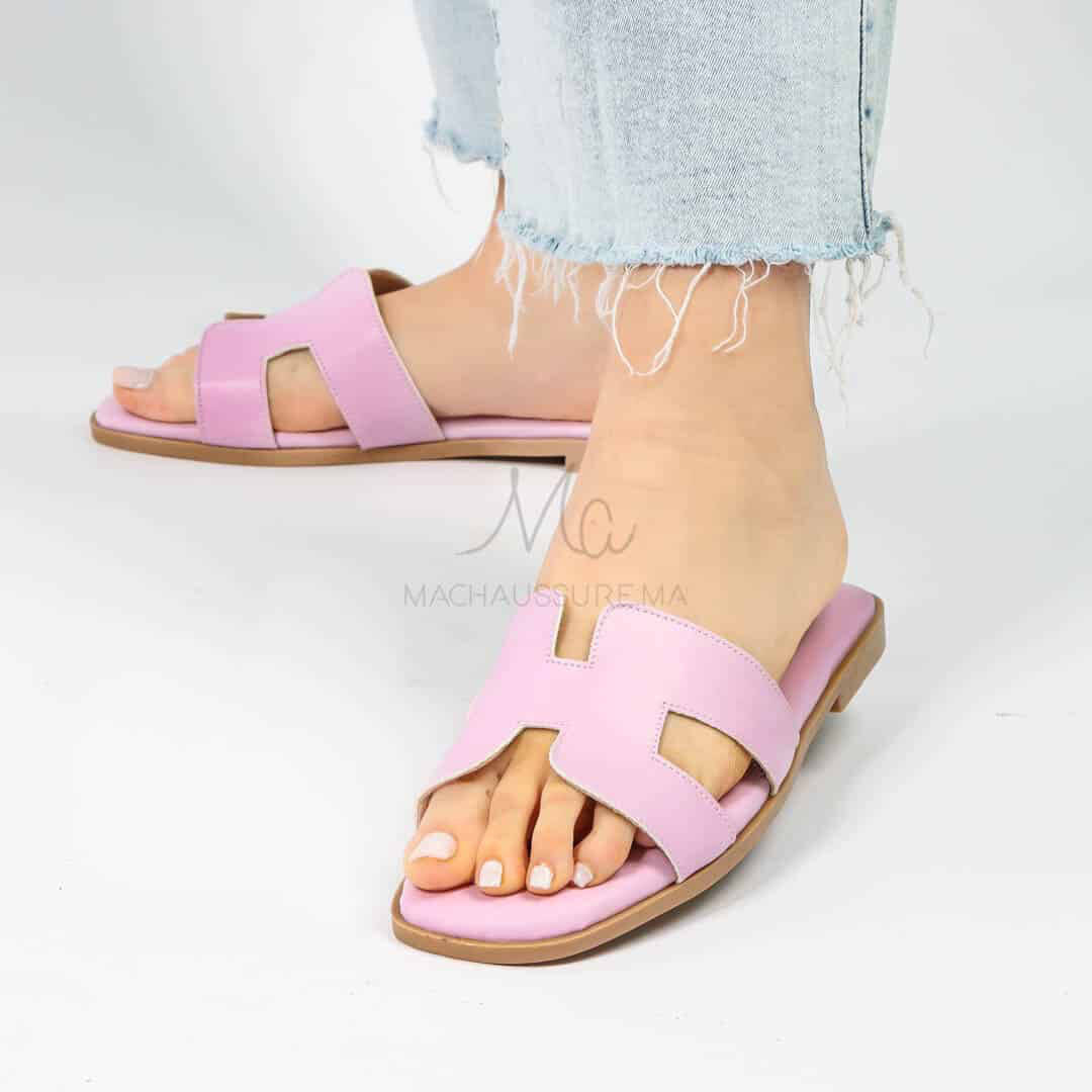 IRENE - Sandales Plates en Mauve.