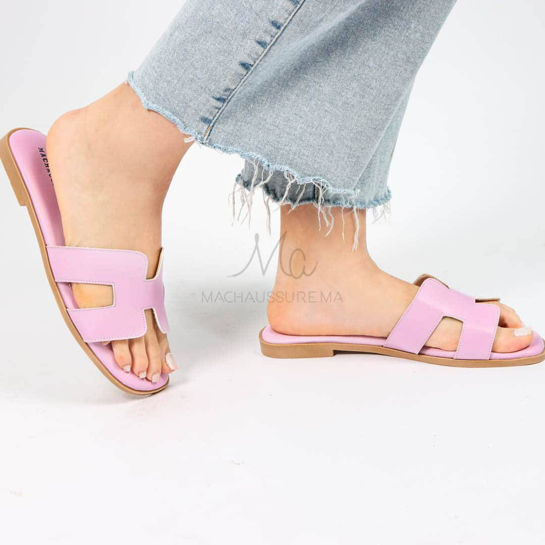 IRENE - Sandales Plates en Mauve.