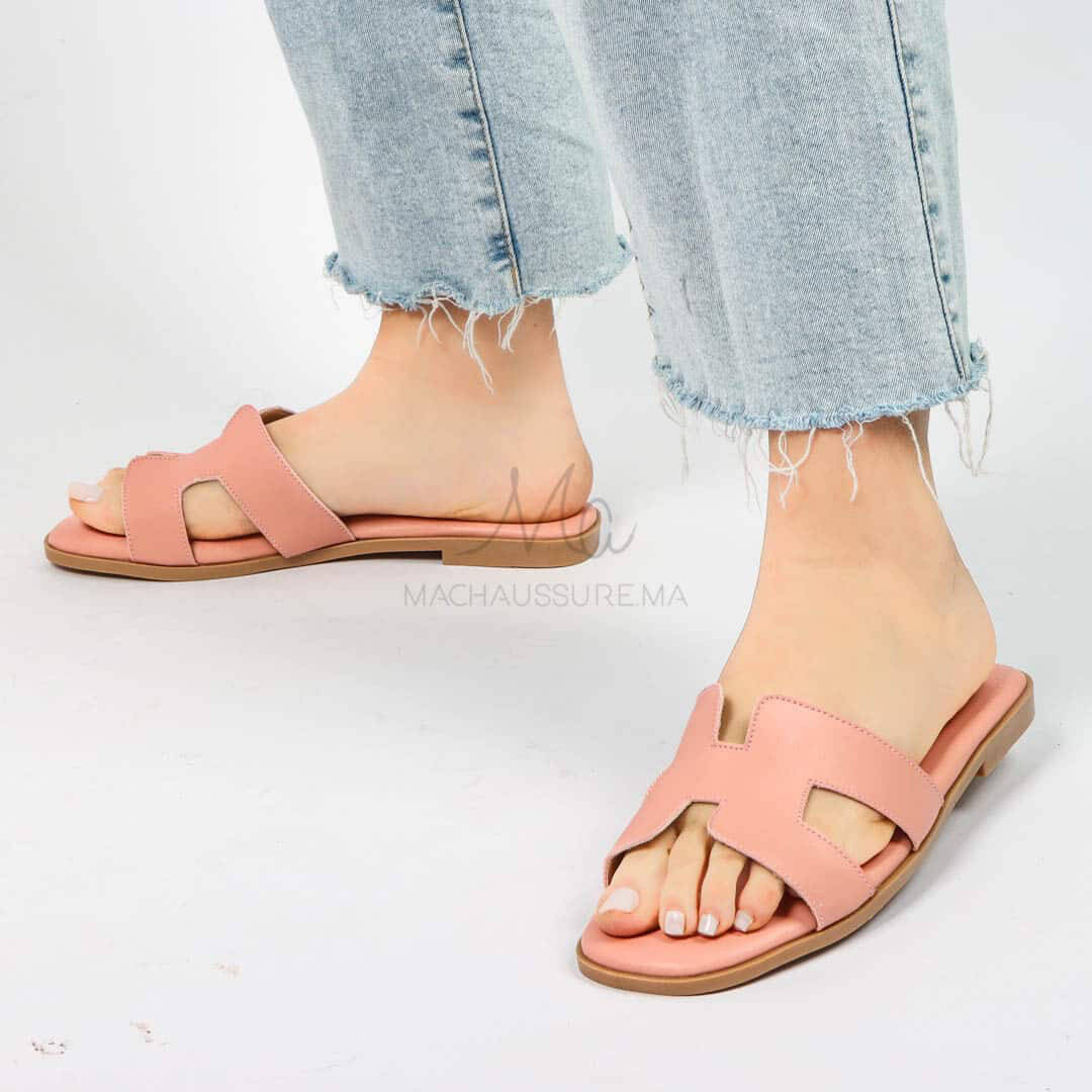 IRENE - Sandales Plates en Rose.
