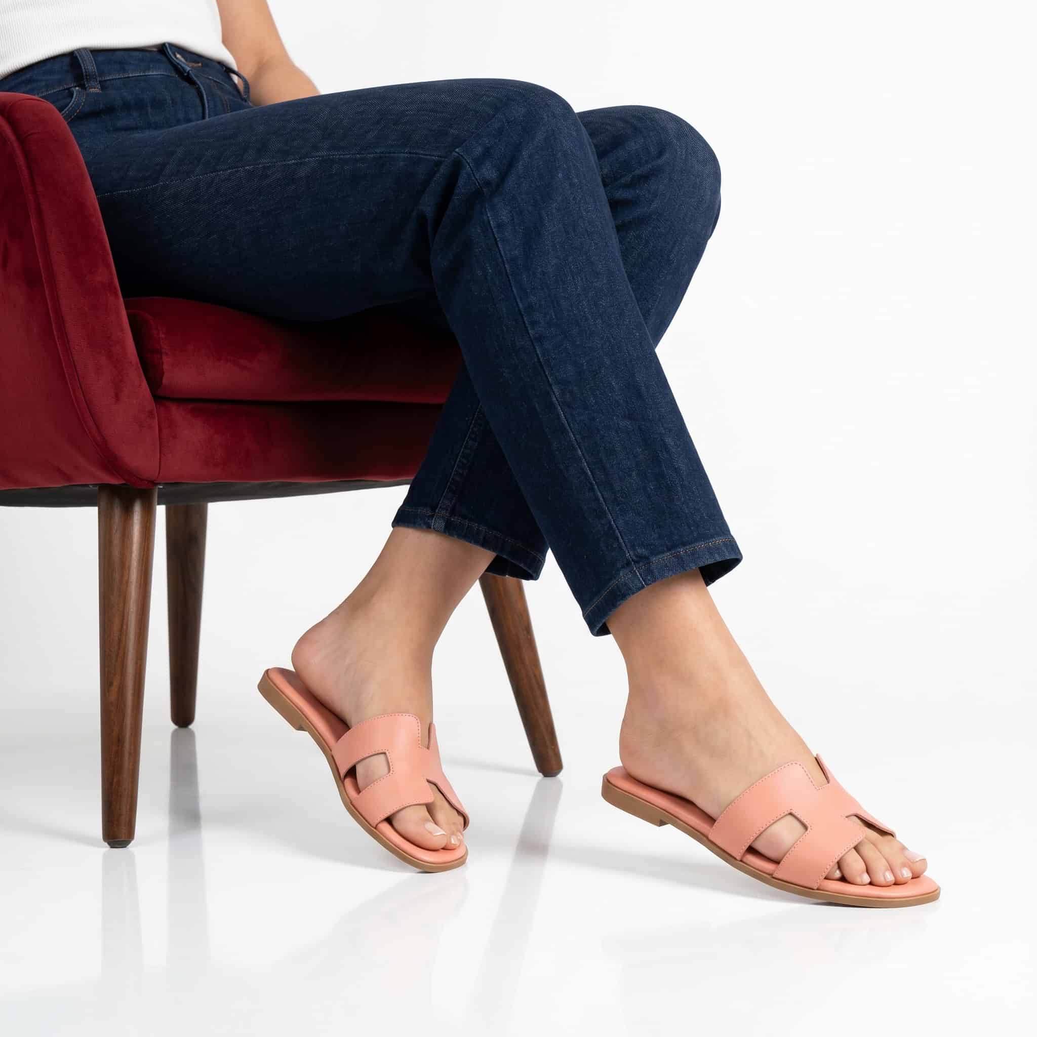 IRENE - Sandales Plates en Rose.