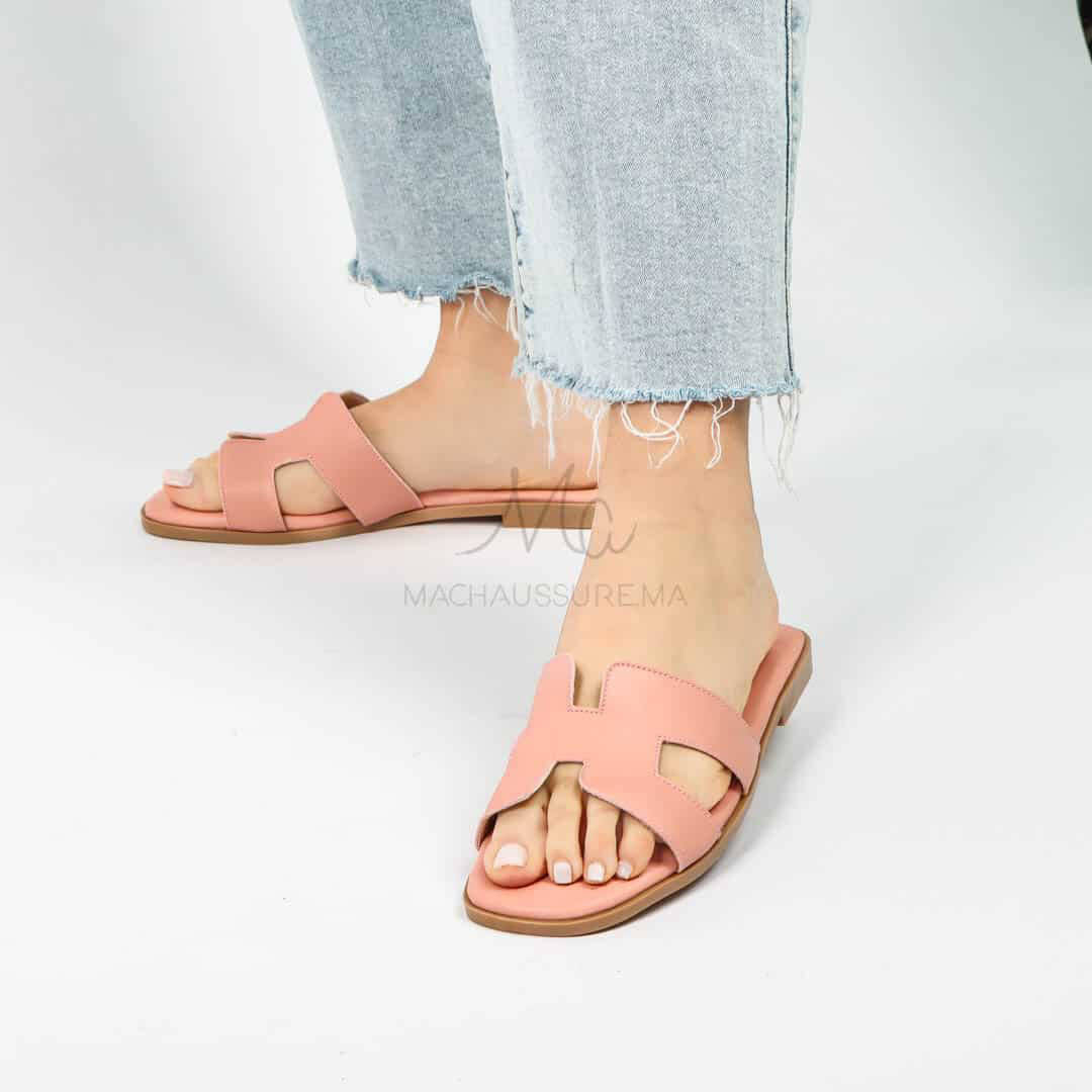 IRENE - Sandales Plates en Rose.