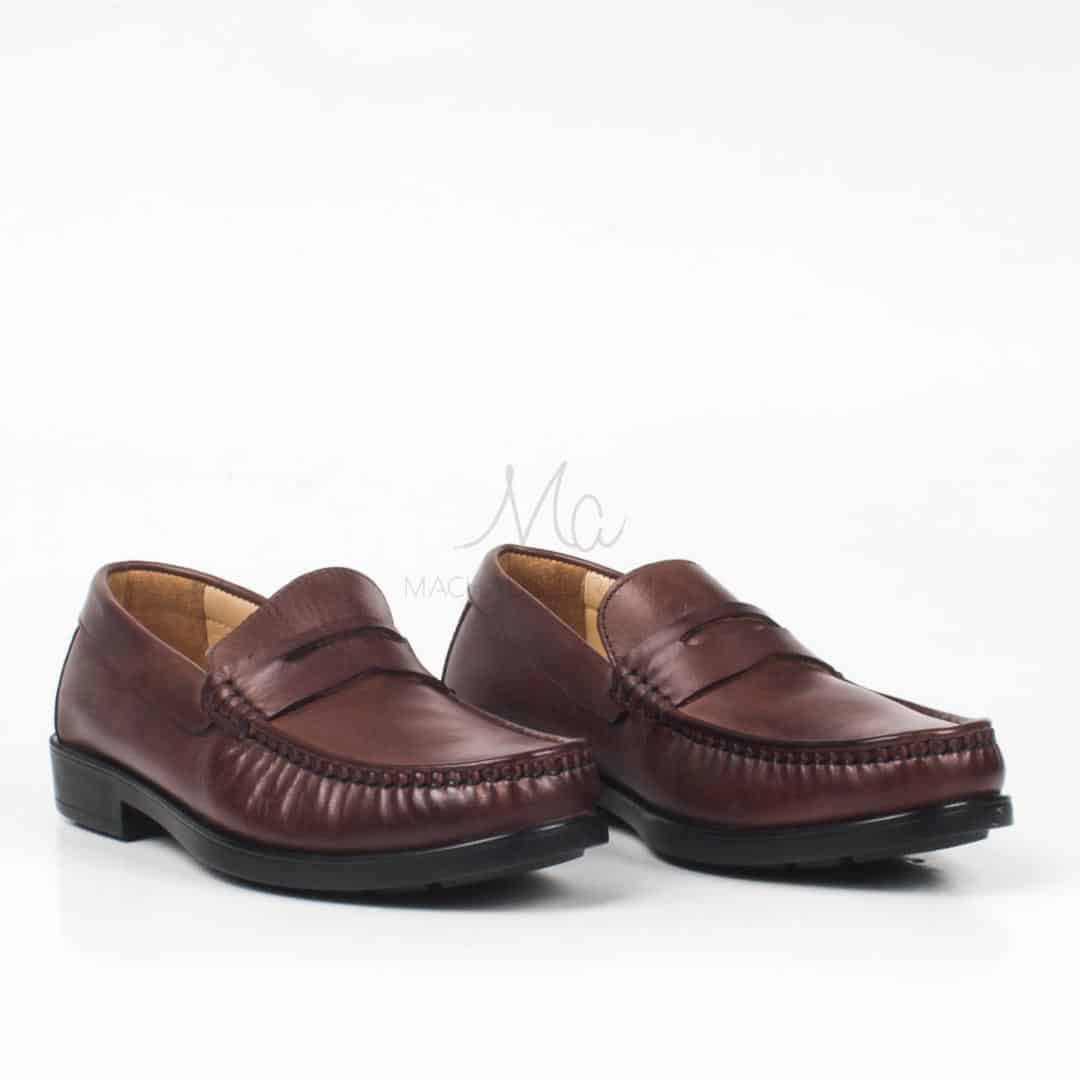 COLLEGE – Mocassins hommes 100% CUIR en Marron.