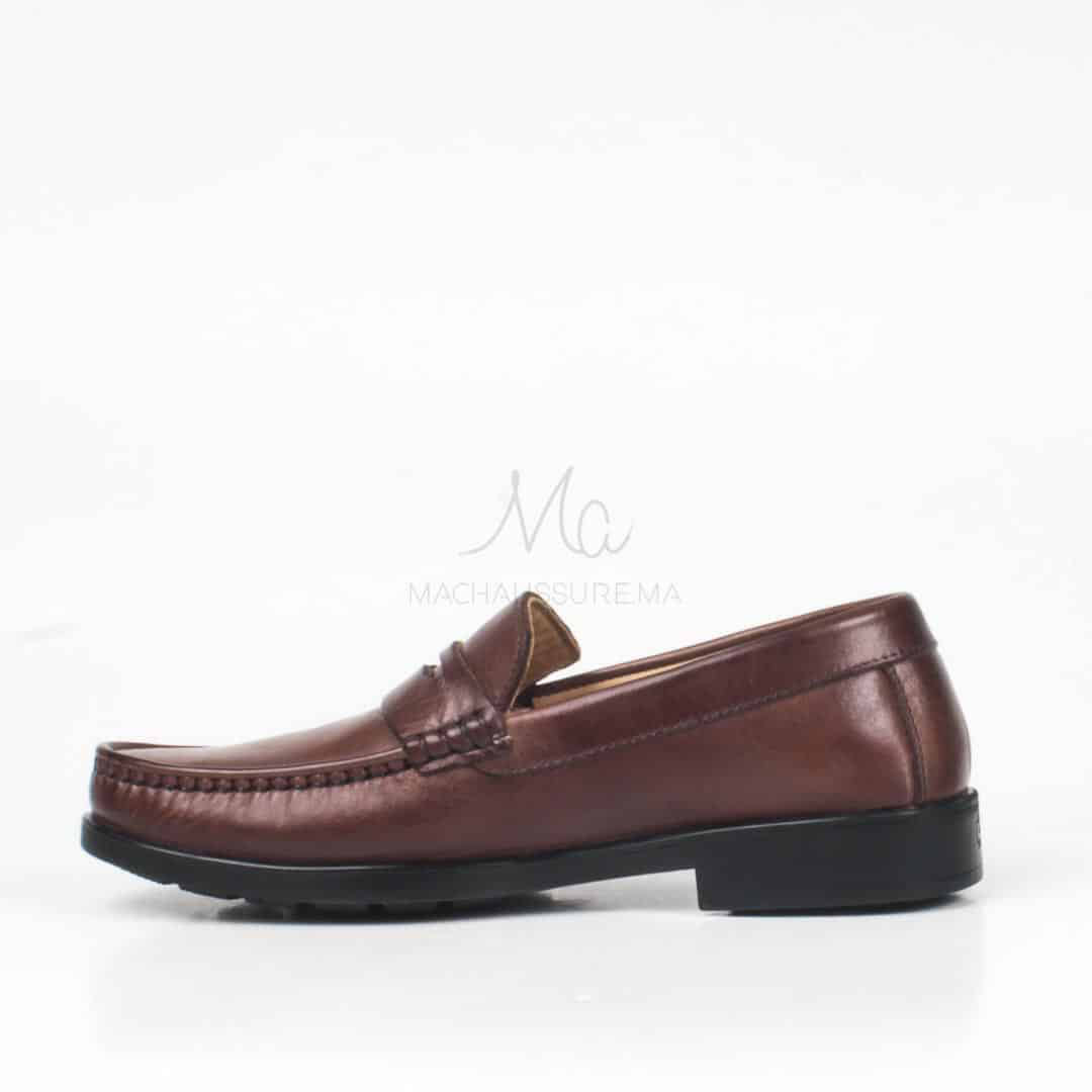 COLLEGE – Mocassins hommes 100% CUIR en Marron.