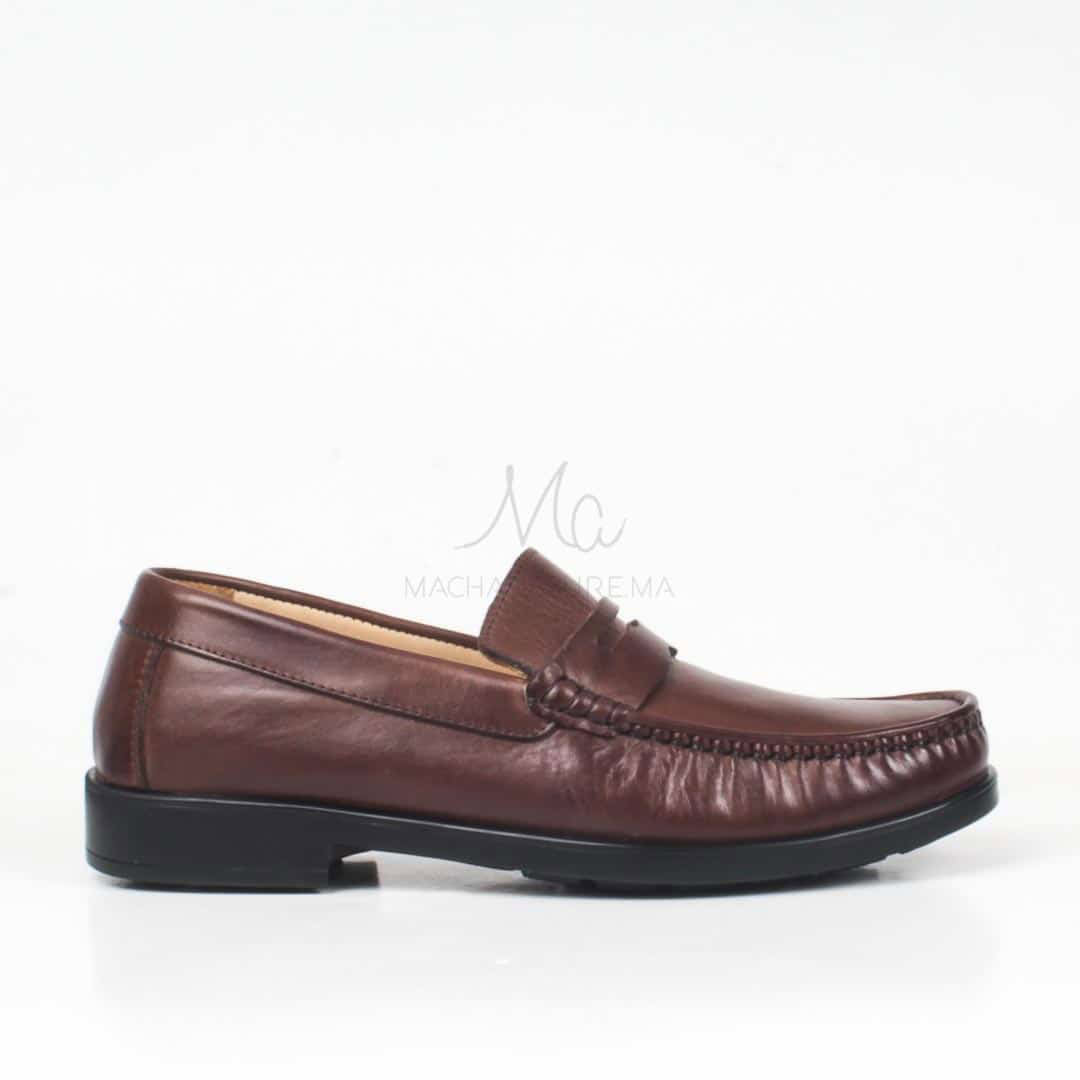 COLLEGE – Mocassins hommes 100% CUIR en Marron.