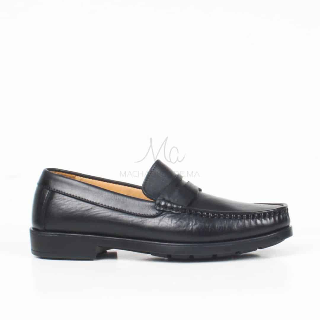 COLLEGE – Mocassins hommes 100% CUIR en Noir.
