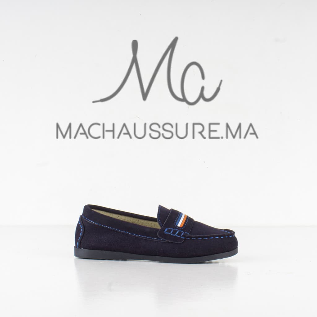 Flexy – Mocassins en Daim Enfant en Bleu.