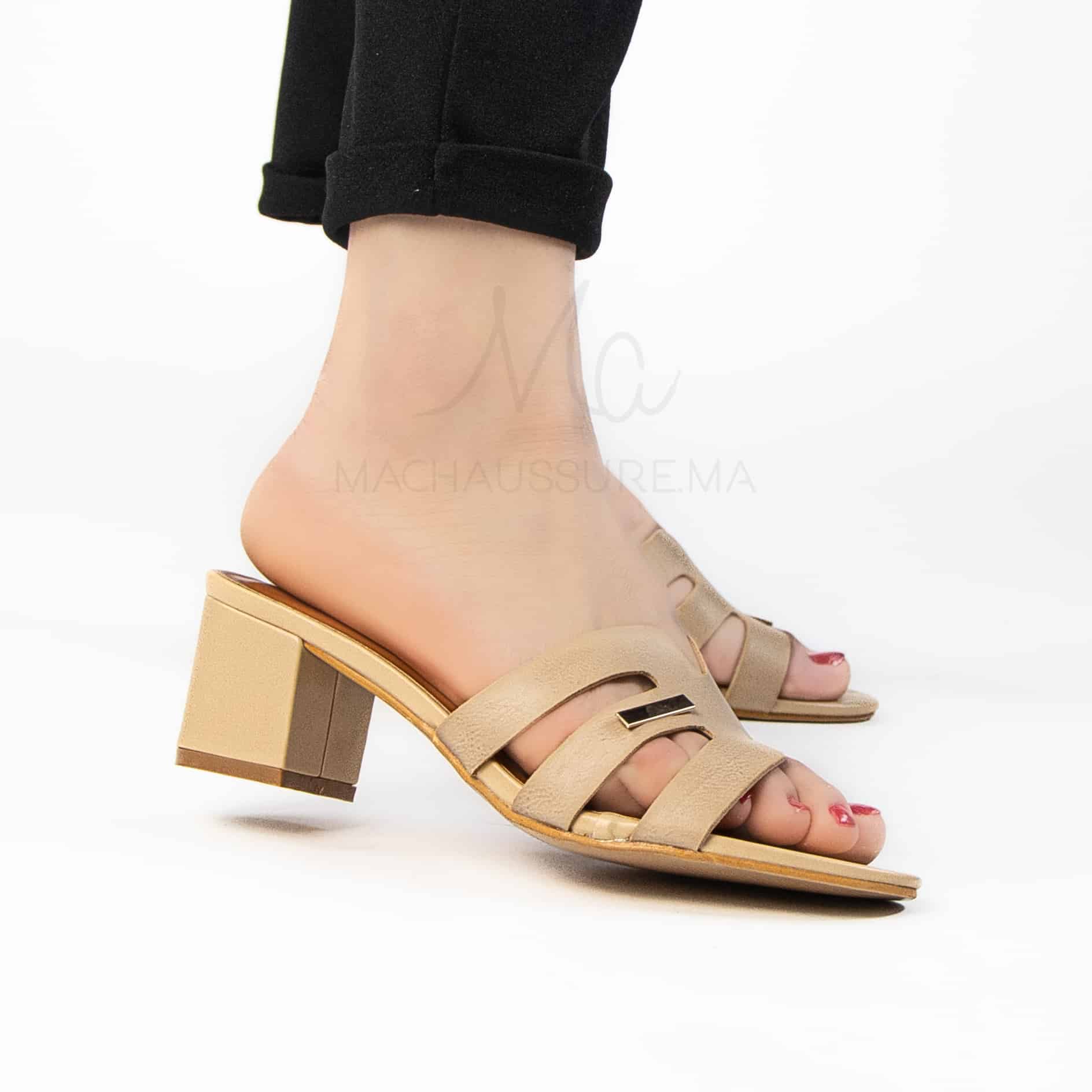 Elixir – Sandales demi talon en Abricot.