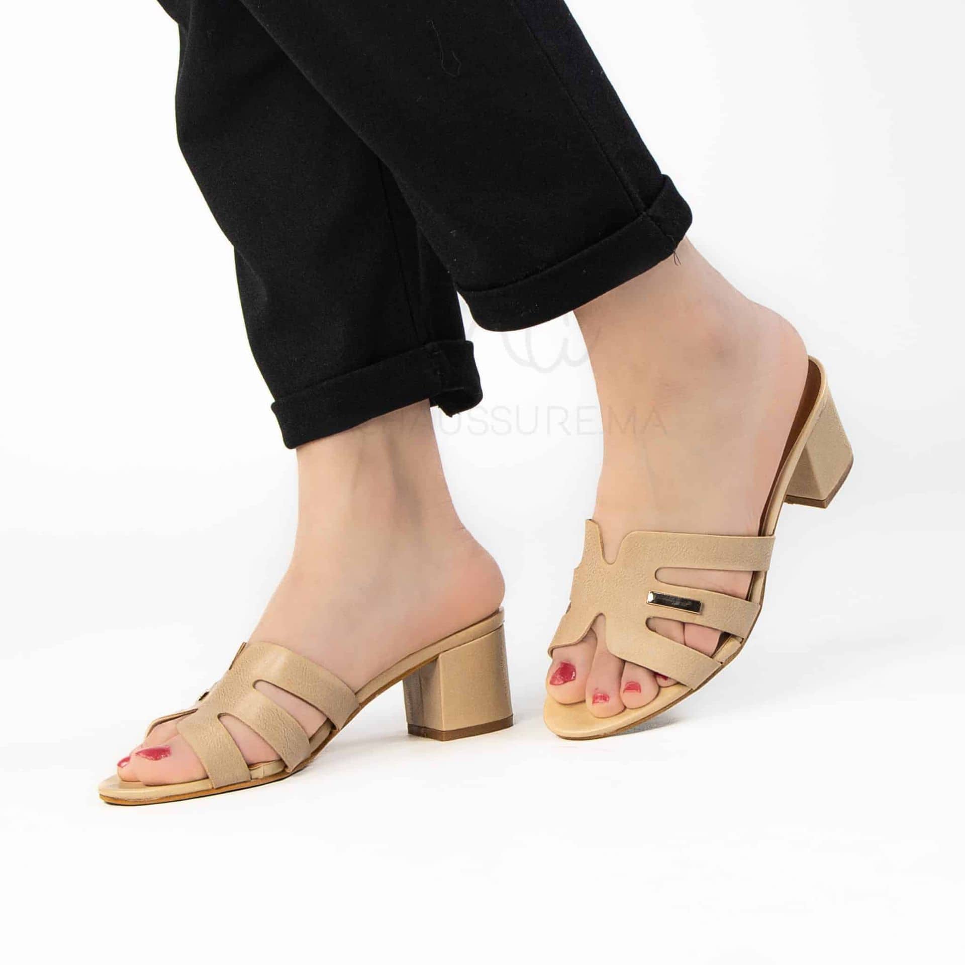 Elixir – Sandales demi talon en Abricot.