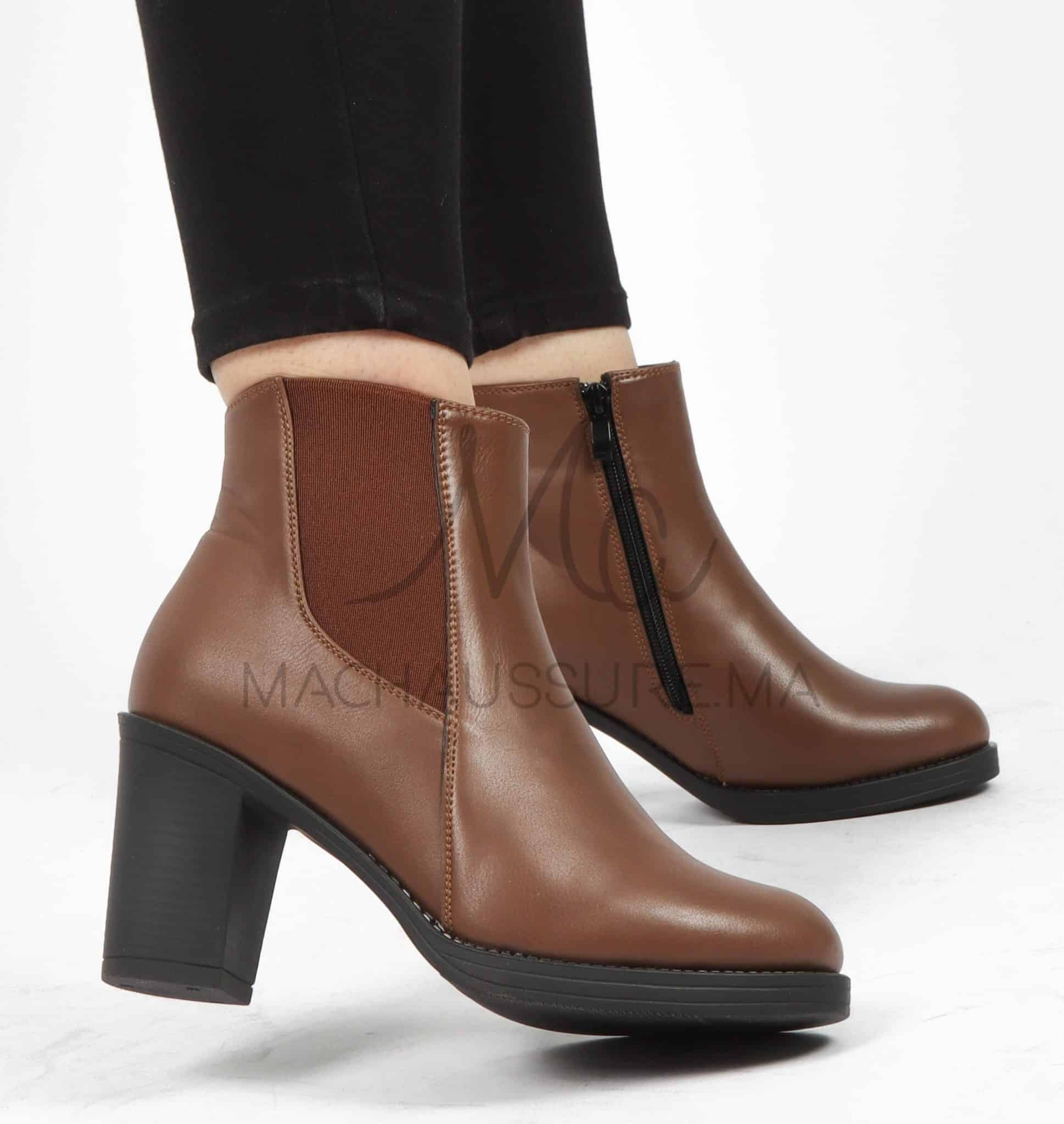 Chuky Heel bottines- Marron.