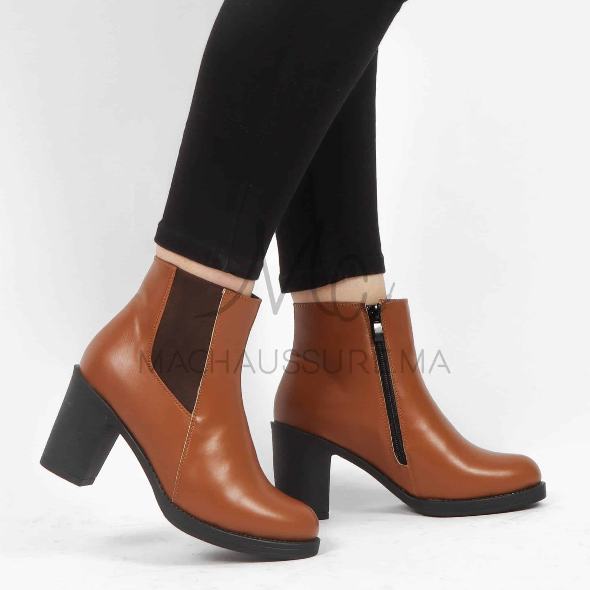 Chuky Heel bottines- Tabac.
