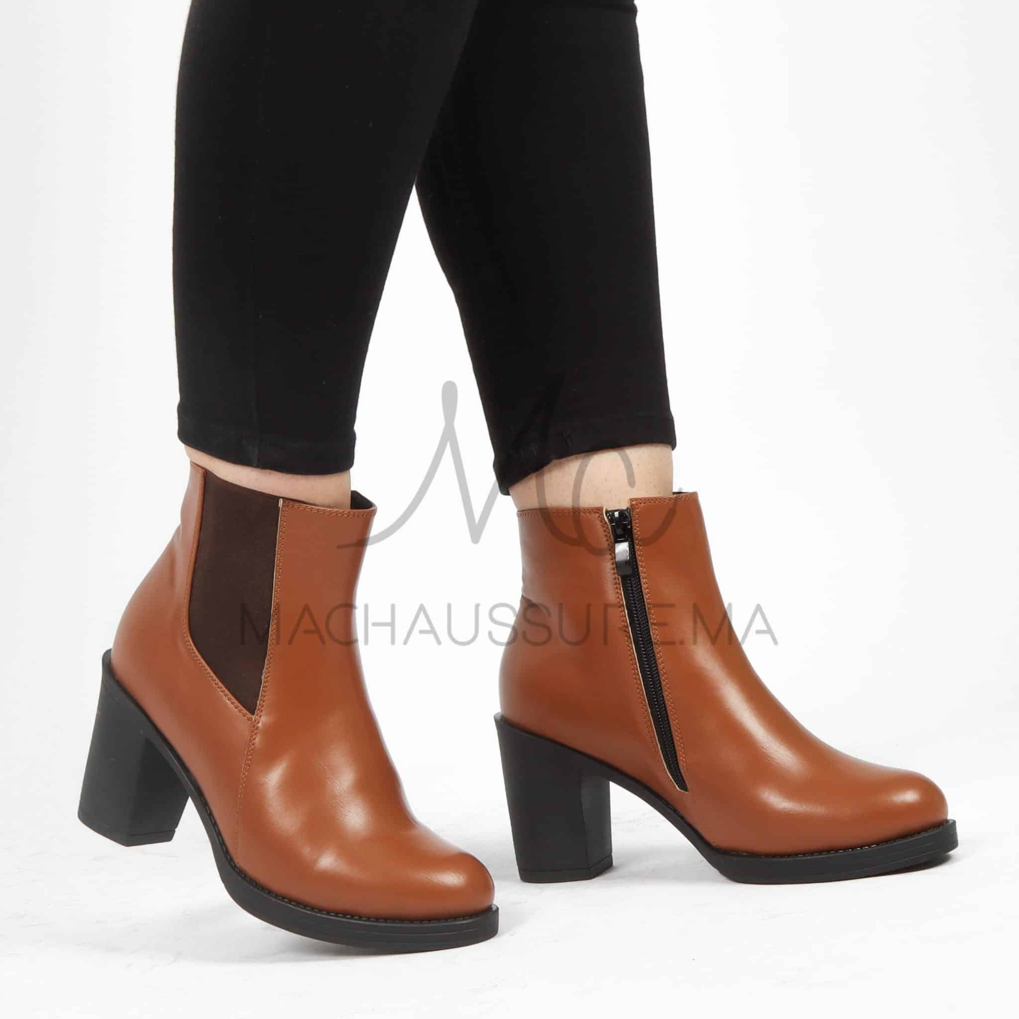Chuky Heel bottines- Tabac.