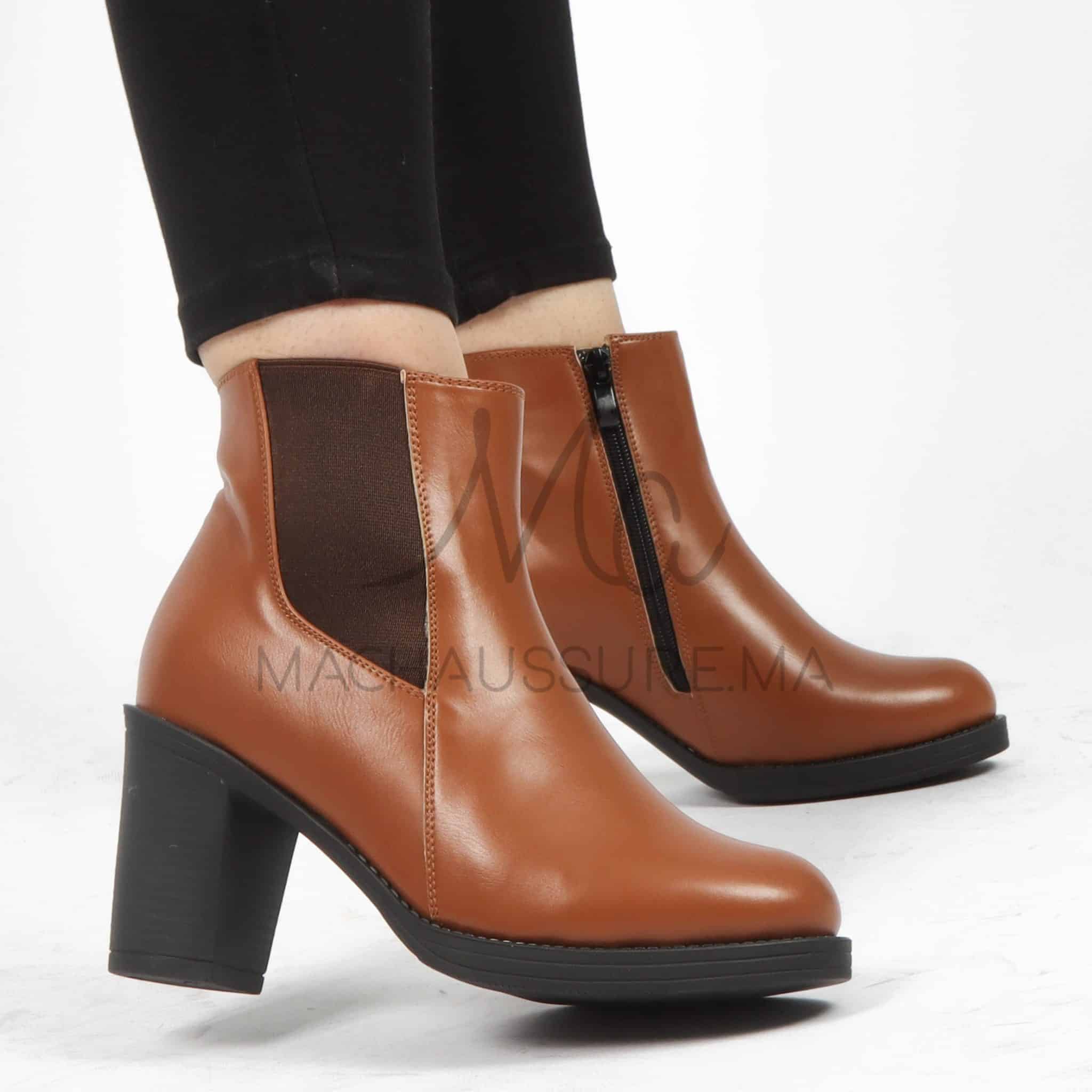 Chuky Heel bottines- Tabac.