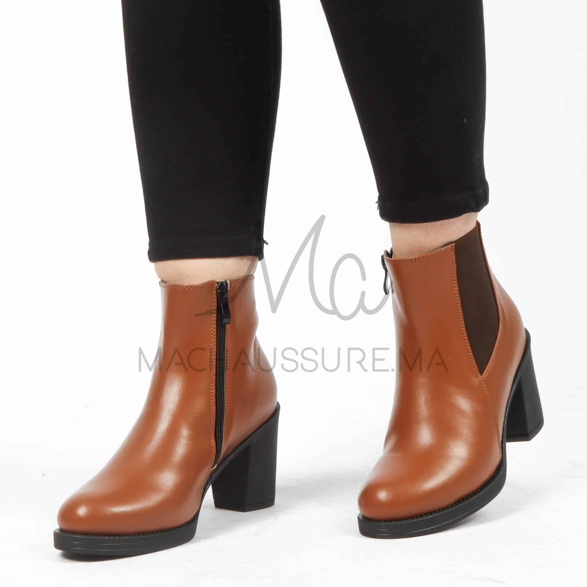 Chuky Heel bottines- Tabac.