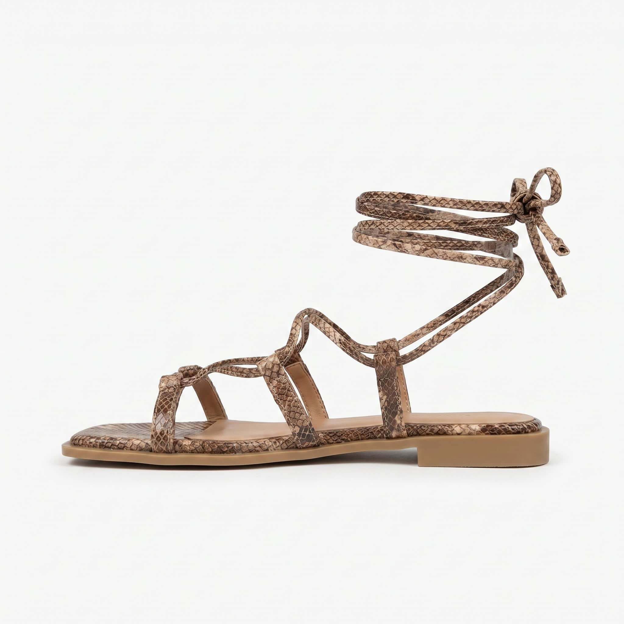 THERESA - Sandales plates en Beige.