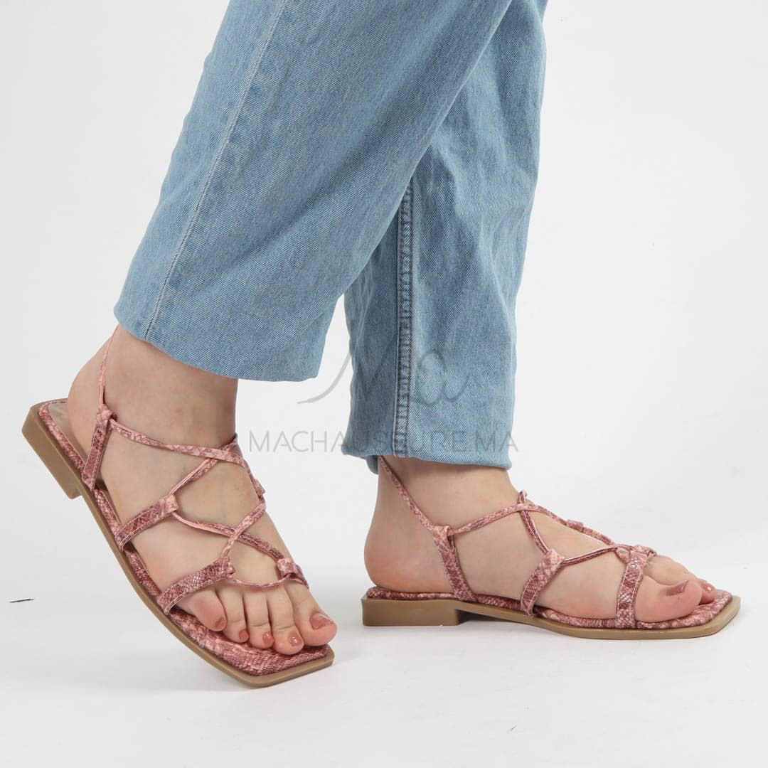 THERESA - Sandales plates en Rose.