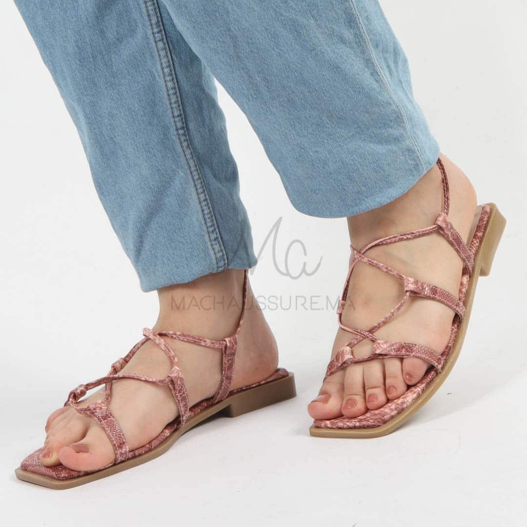 THERESA - Sandales plates en Rose.