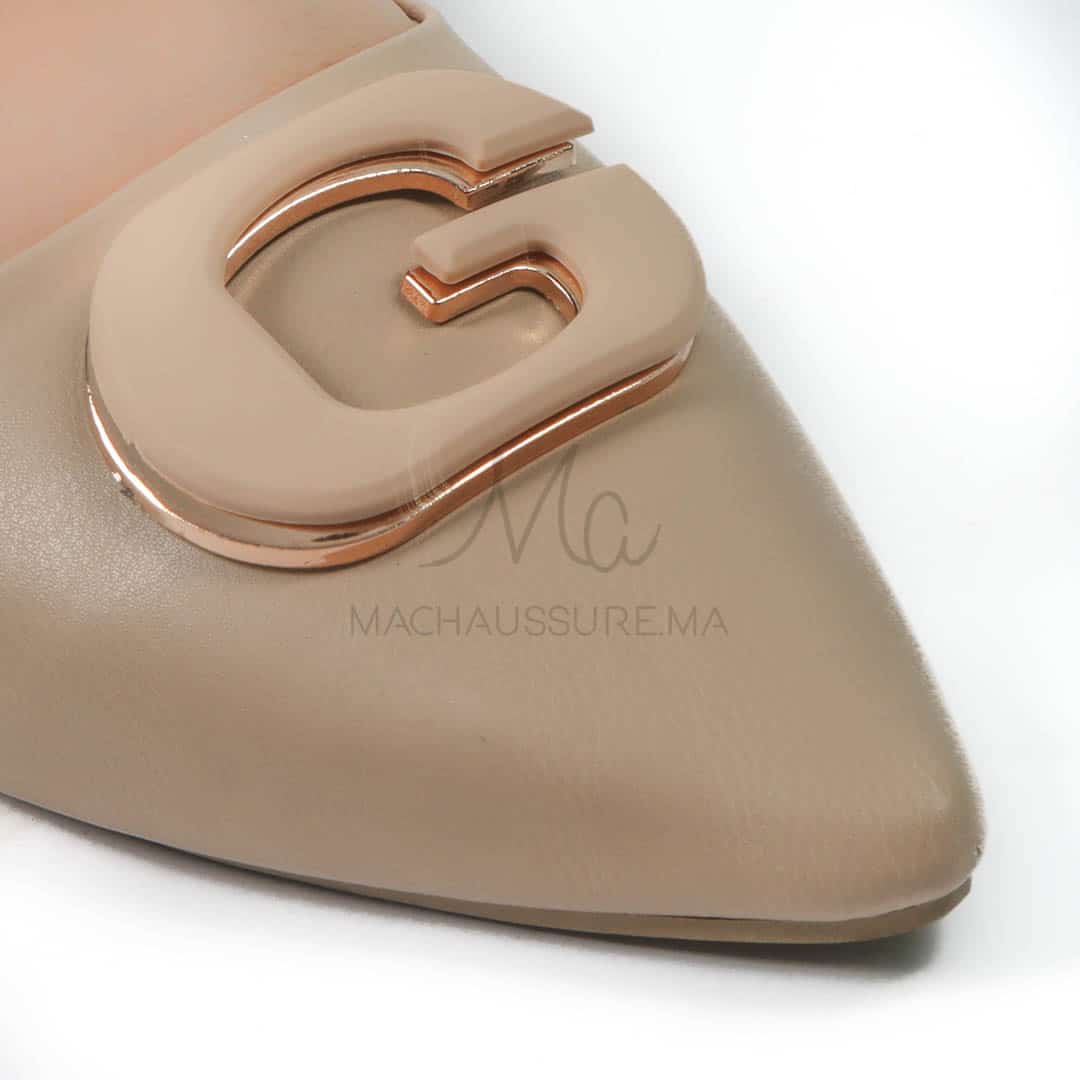 Megan - Escarpins demi talon en Beige.