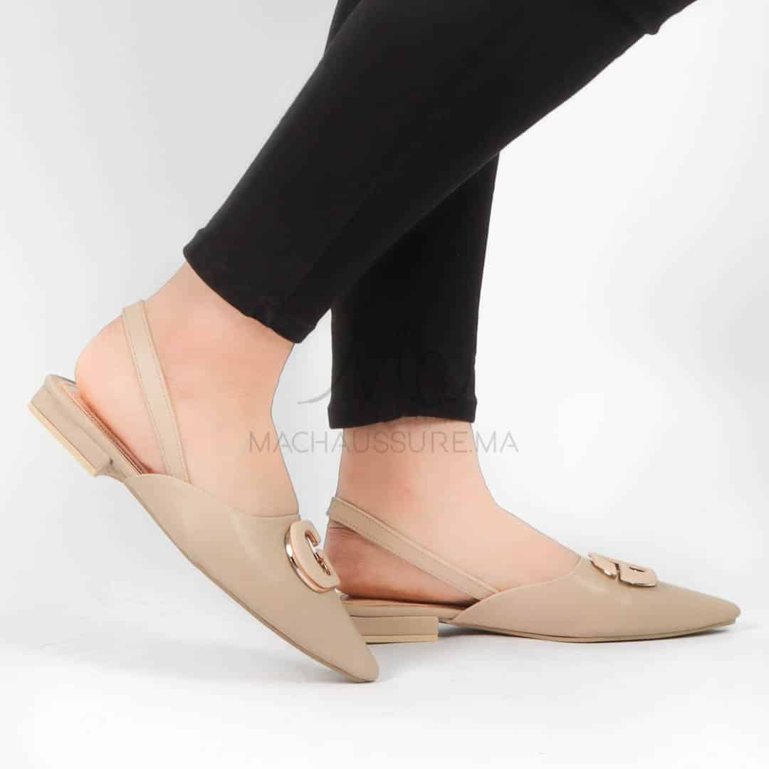 Megan - Escarpins demi talon en Beige.
