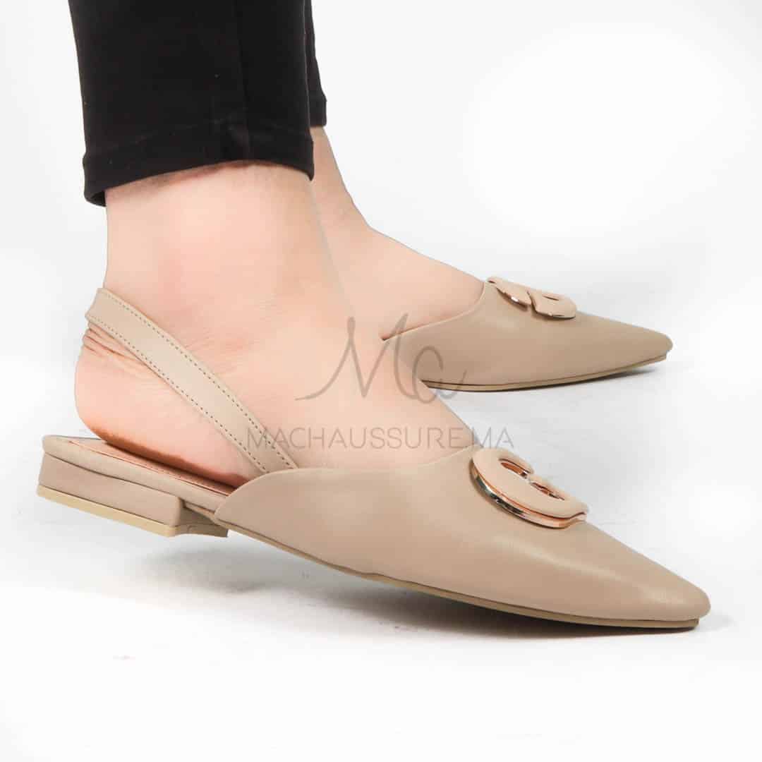 Megan - Escarpins demi talon en Beige.
