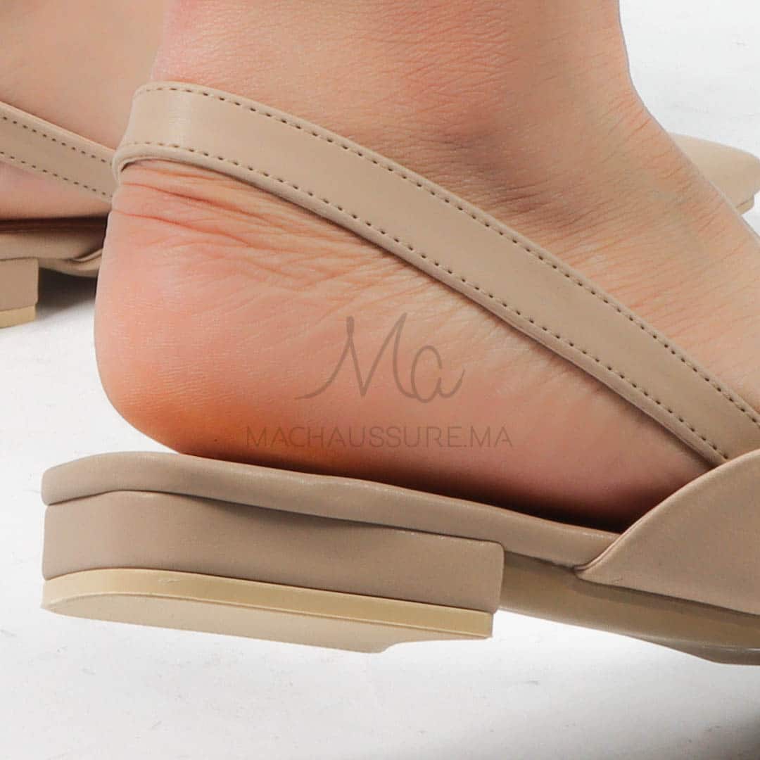 Megan - Escarpins demi talon en Beige.