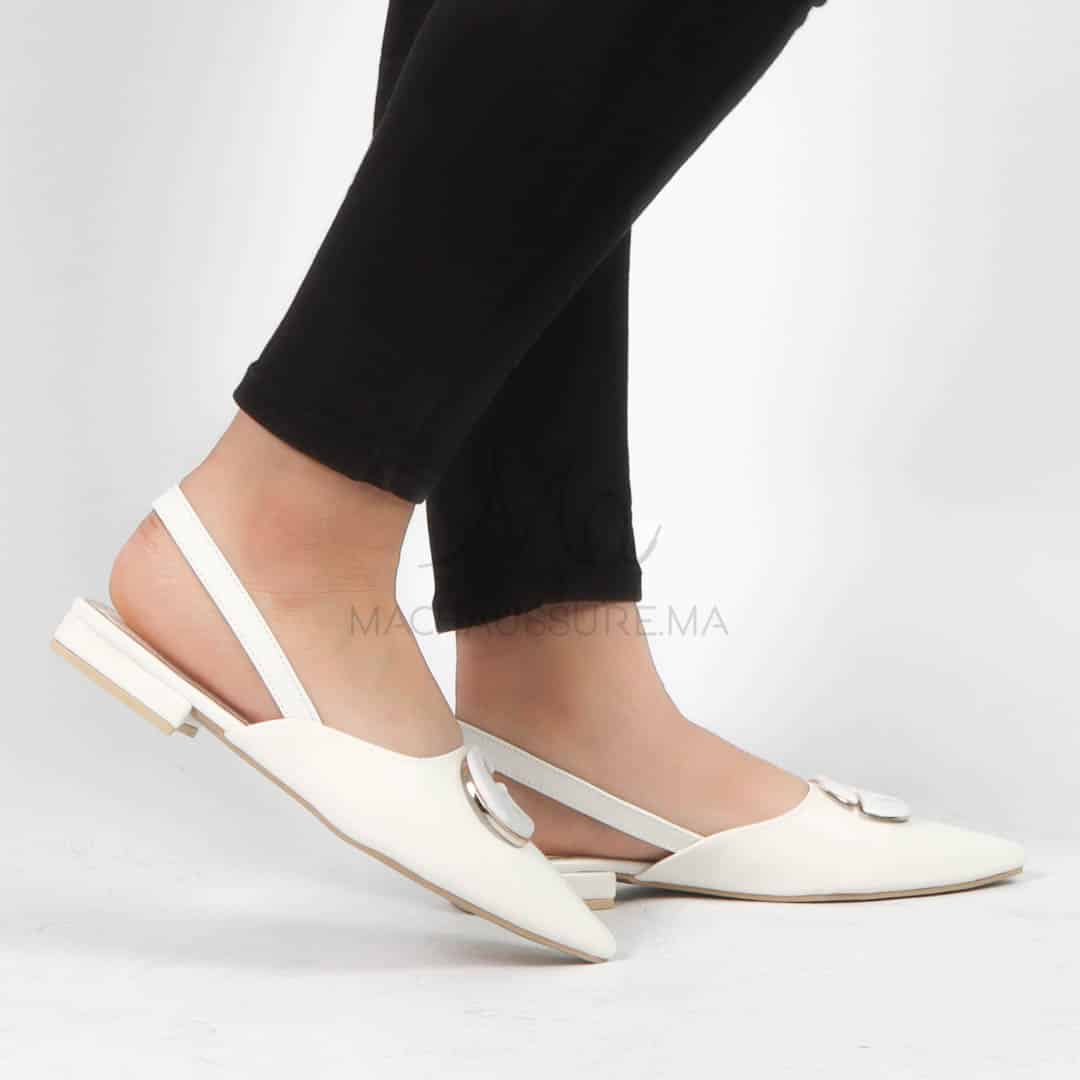 Megan - Escarpins demi talon en Blanc.