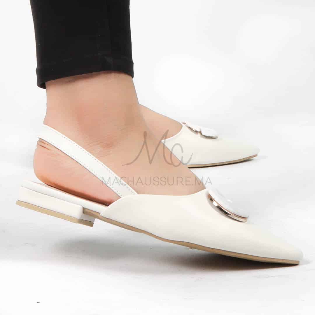 Megan - Escarpins demi talon en Blanc.
