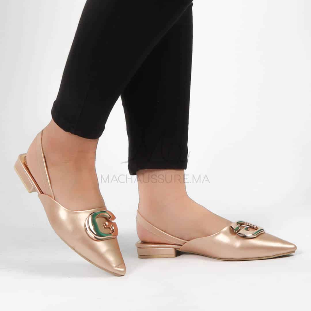 Megan - Escarpins demi talon en Bronze.