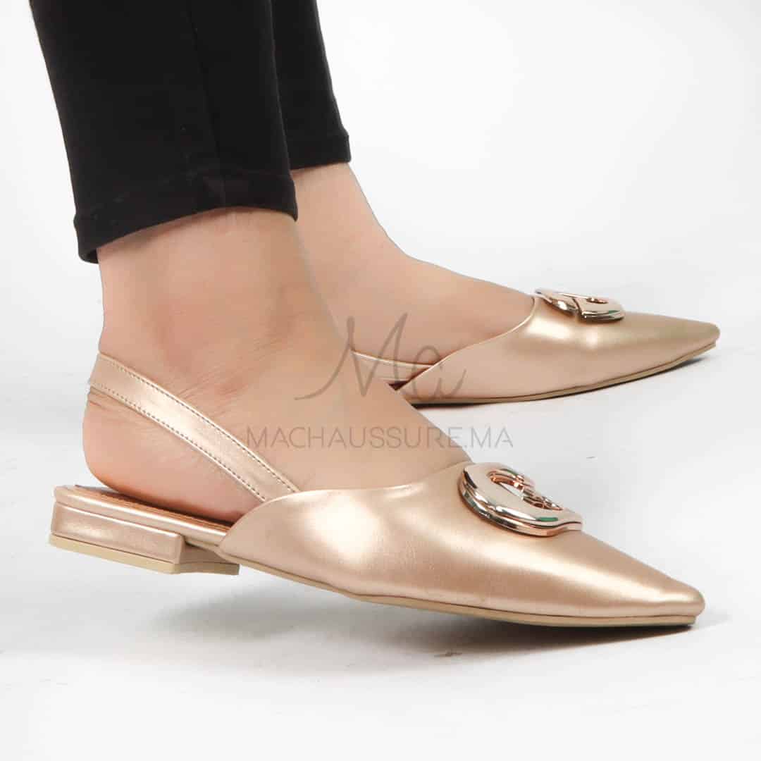 Megan - Escarpins demi talon en Bronze.