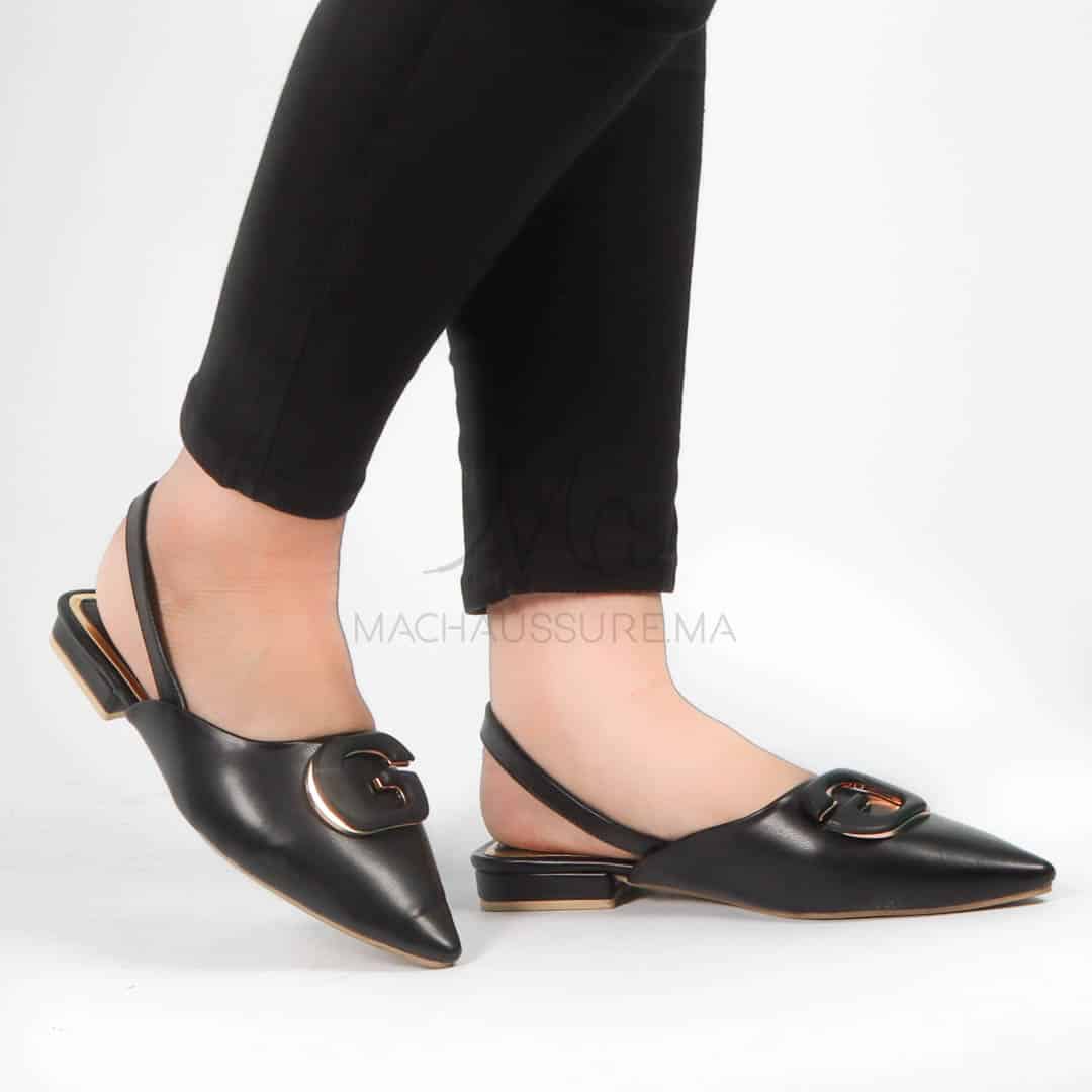 Megan - Escarpins demi talon en Noir.