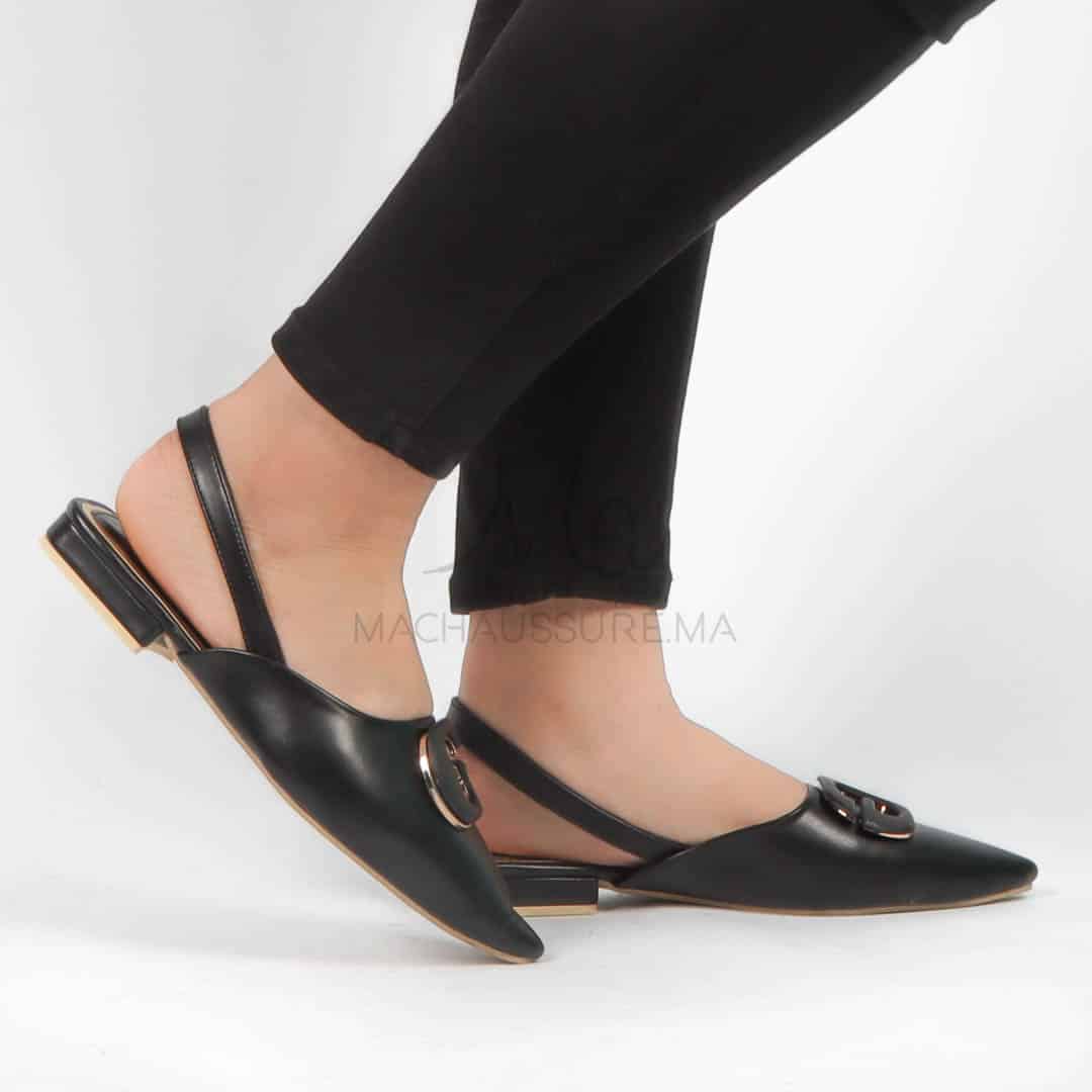 Megan - Escarpins demi talon en Noir.