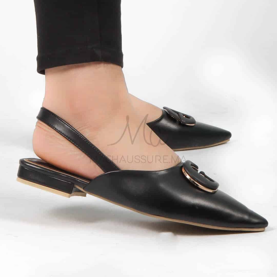 Megan - Escarpins demi talon en Noir.