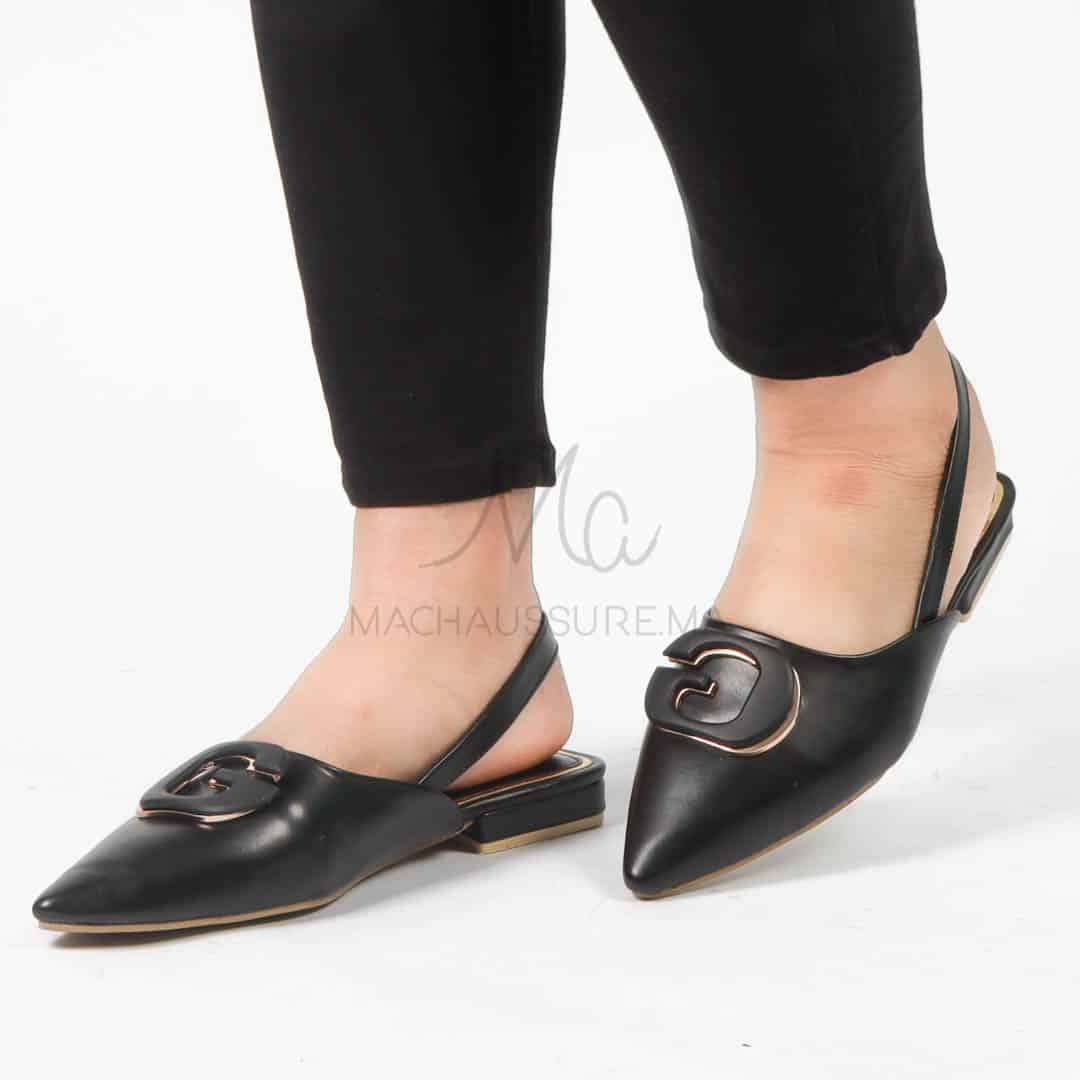 Megan - Escarpins demi talon en Noir.