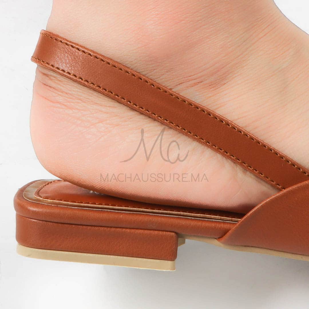 Megan - Escarpins demi talon en Tabac.