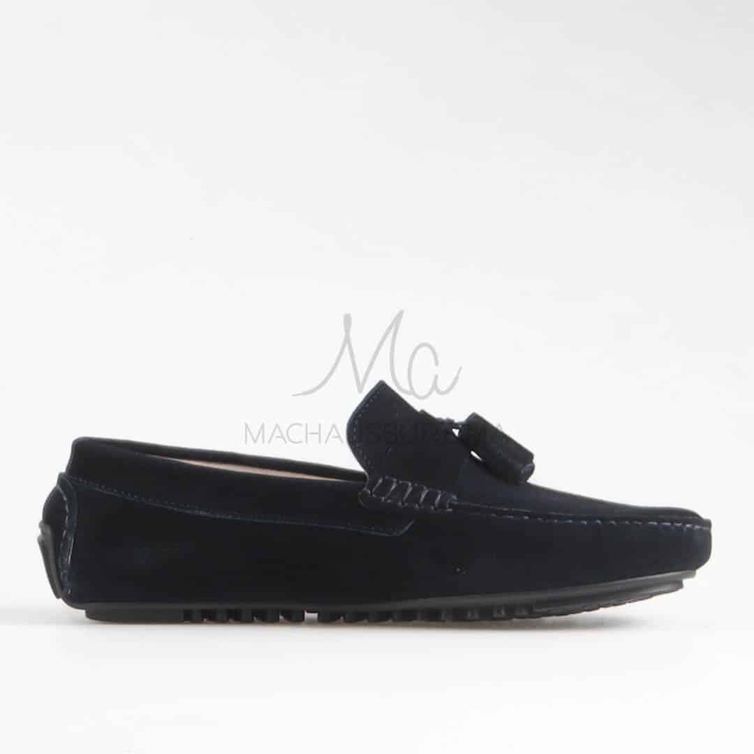 Davy – Mocassins hommes en daim Bleu.