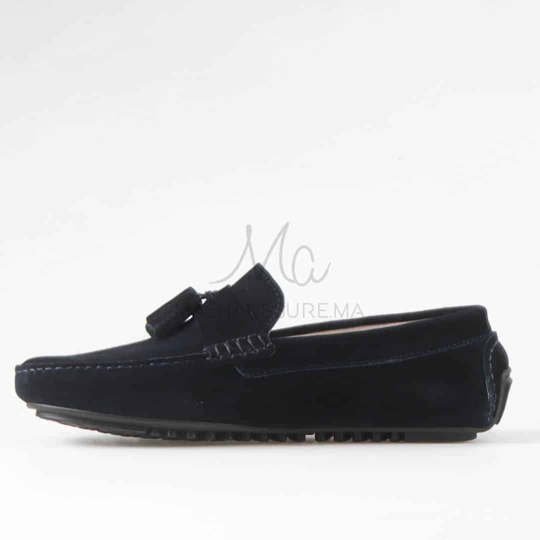 Davy – Mocassins hommes en daim Bleu.