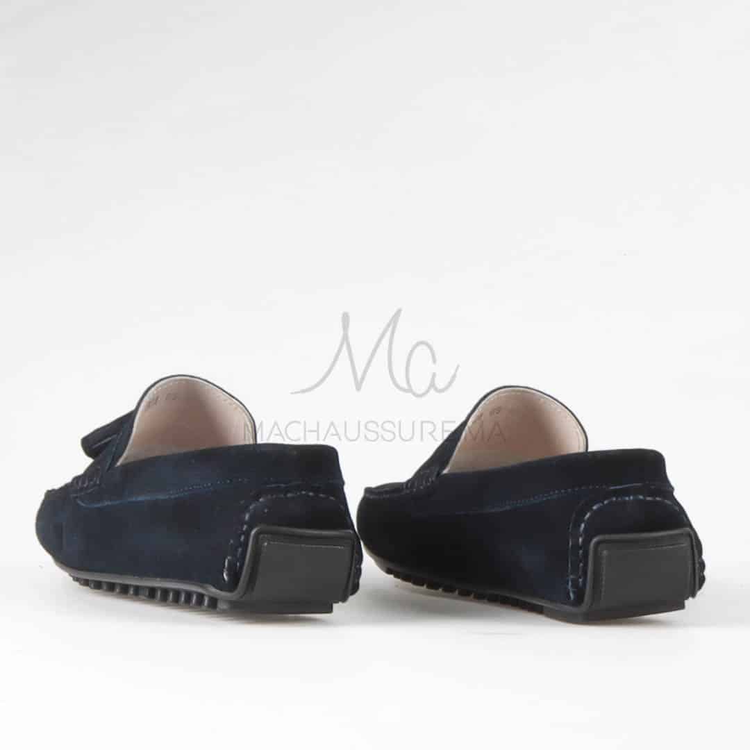 Davy – Mocassins hommes en daim Bleu.