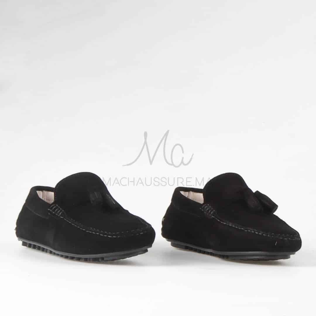 Davy – Mocassins hommes en daim Noir.