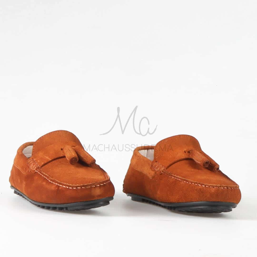 Davy – Mocassins hommes en daim Tabac.