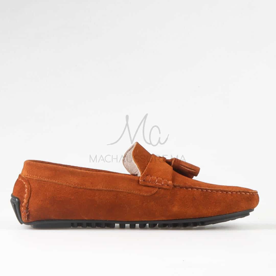 Davy – Mocassins hommes en daim Tabac.